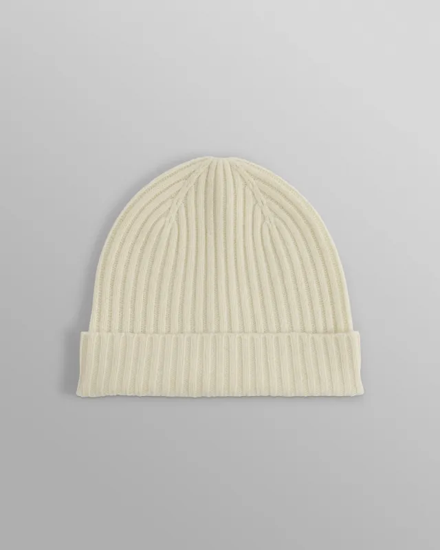 Belvoir - Ecru Wool Fisherman Beanie made by Wax London