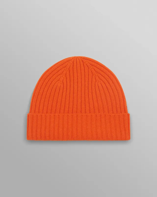 Belvoir - Orange Wool Fisherman Beanie made by Wax London