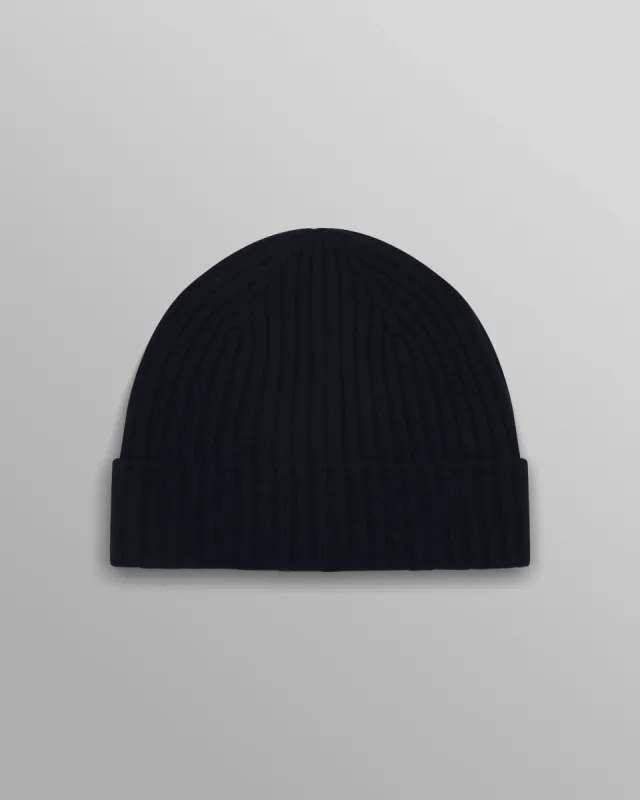 Belvoir - Navy Wool Fisherman Beanie made by Wax London