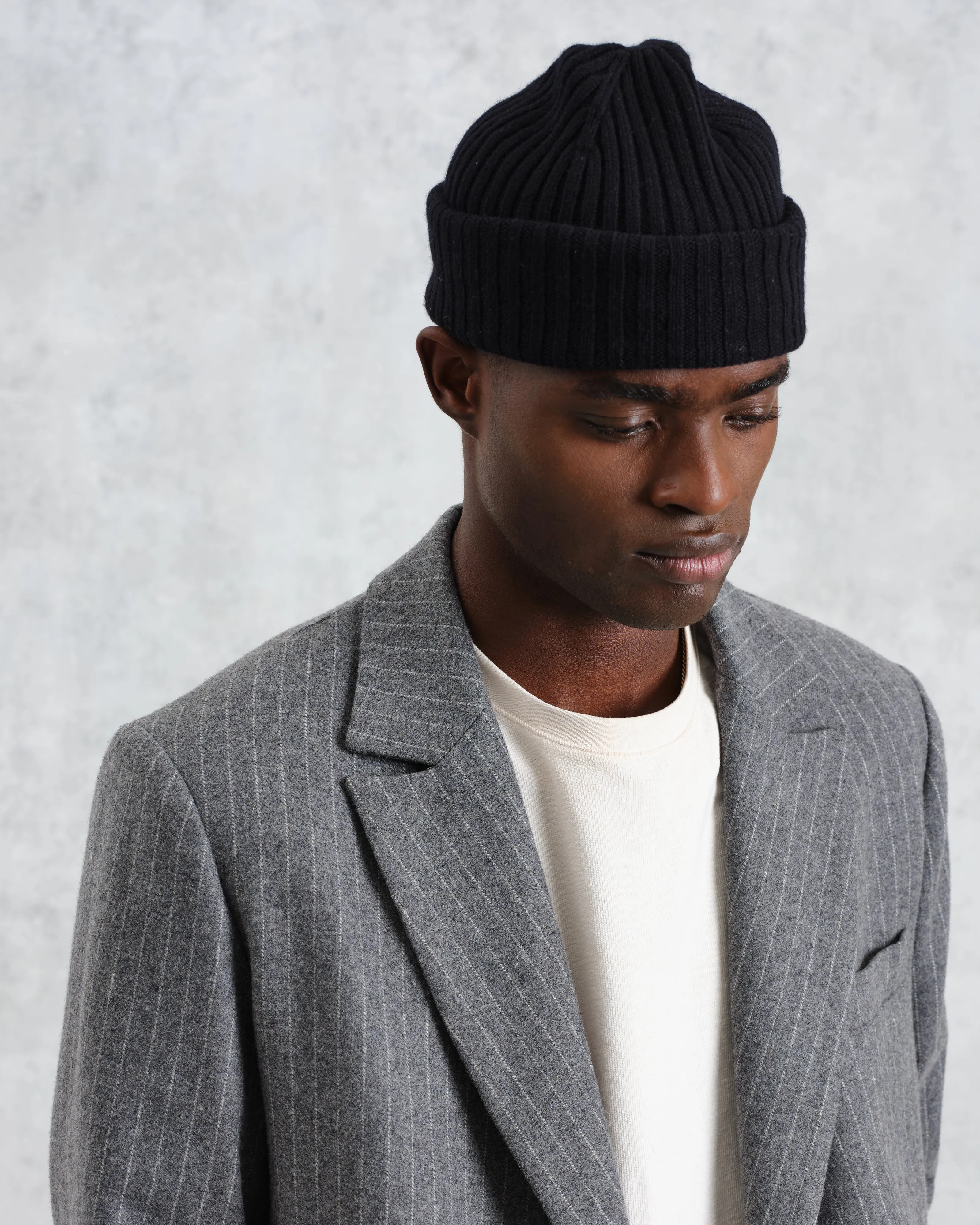 Belvoir - Navy Wool Fisherman Beanie sold by Wax London product image thumbnail 2