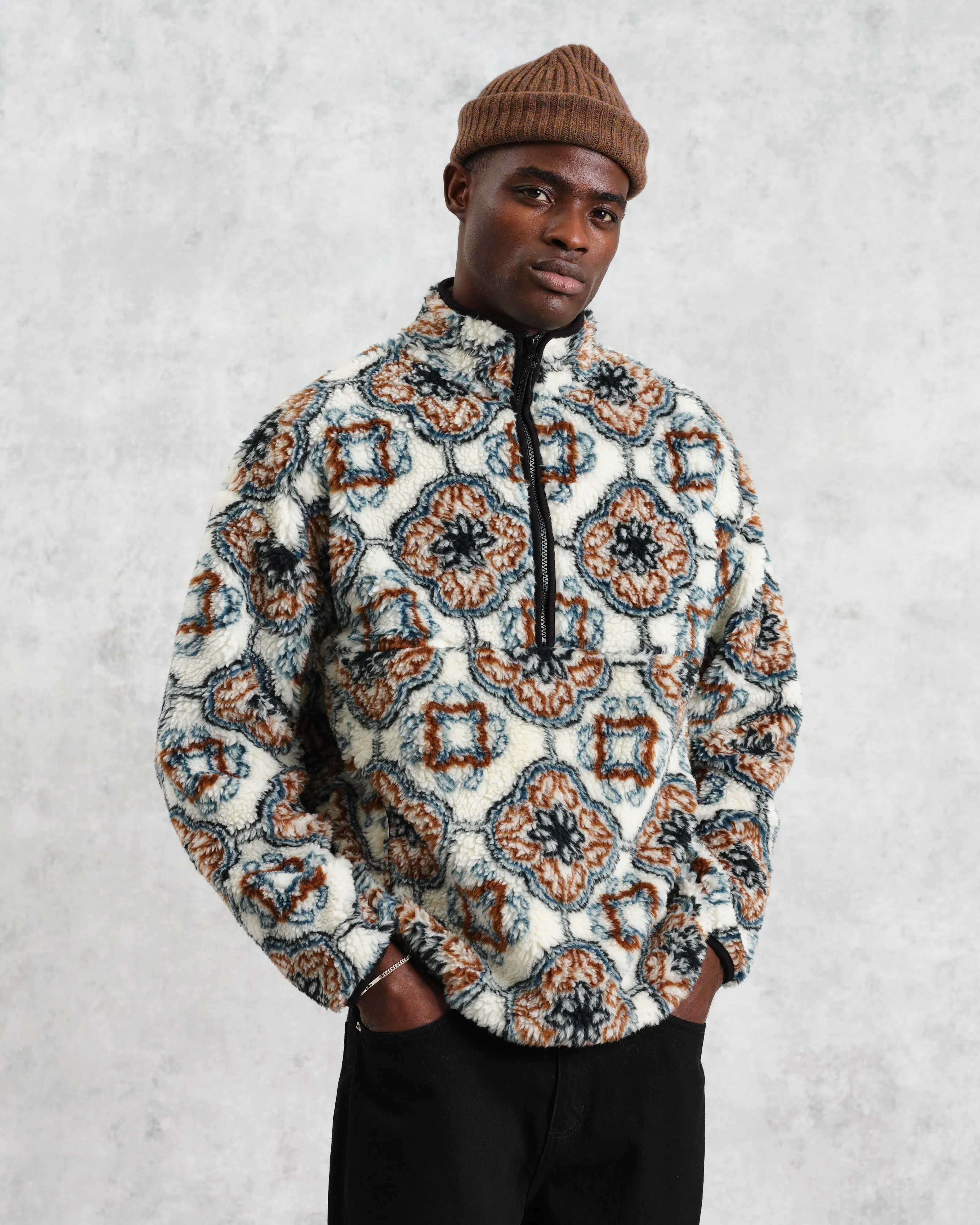 Camley - Ecru Tile Print Fleece sold by Wax London product image thumbnail 2
