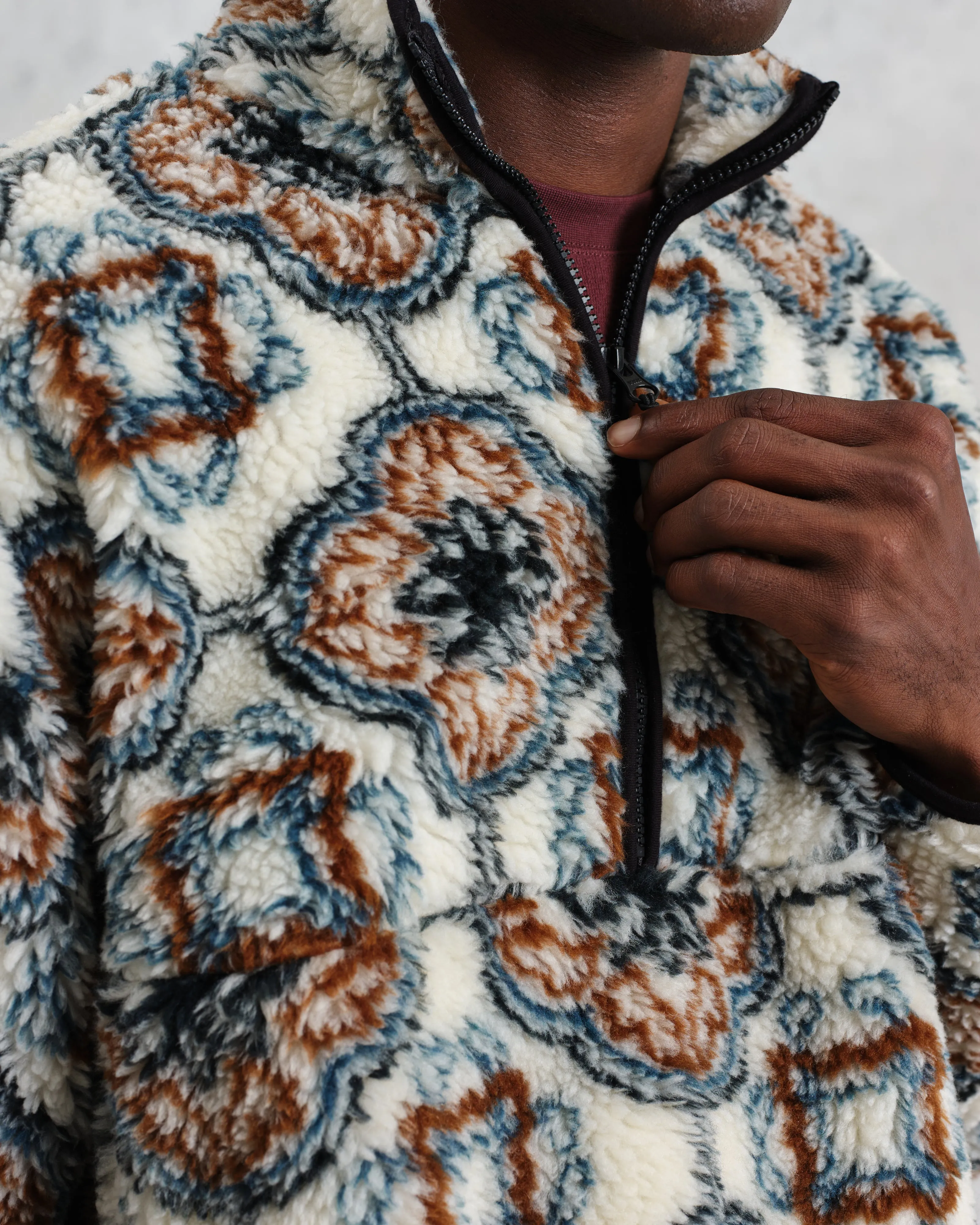 Camley - Ecru Tile Print Fleece sold by Wax London product image thumbnail 3