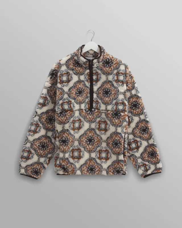Camley - Ecru Tile Print Fleece made by Wax London