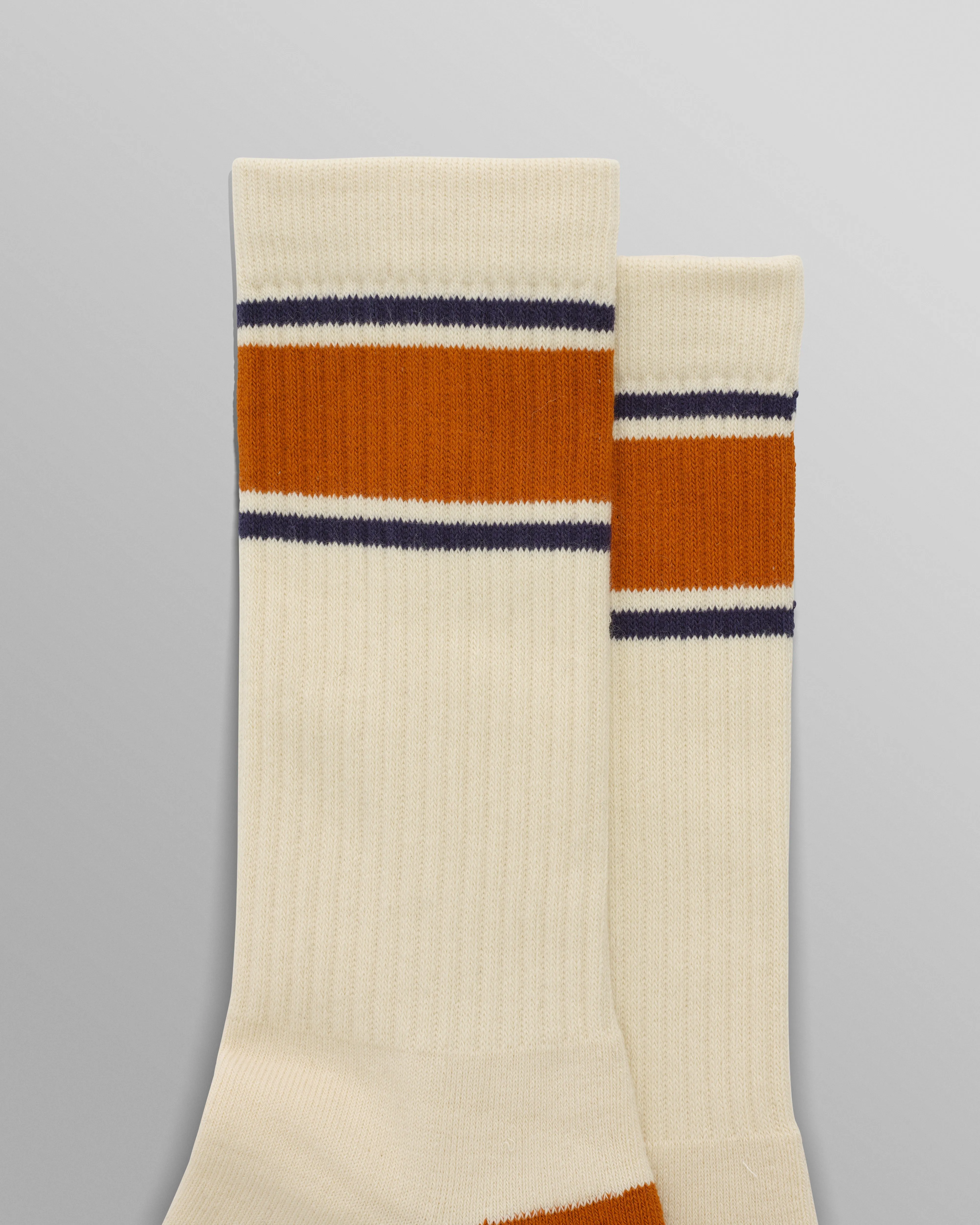 Thorpe - Ecru And Orange Running Stripe Sports Sock sold by Wax London product image thumbnail 2