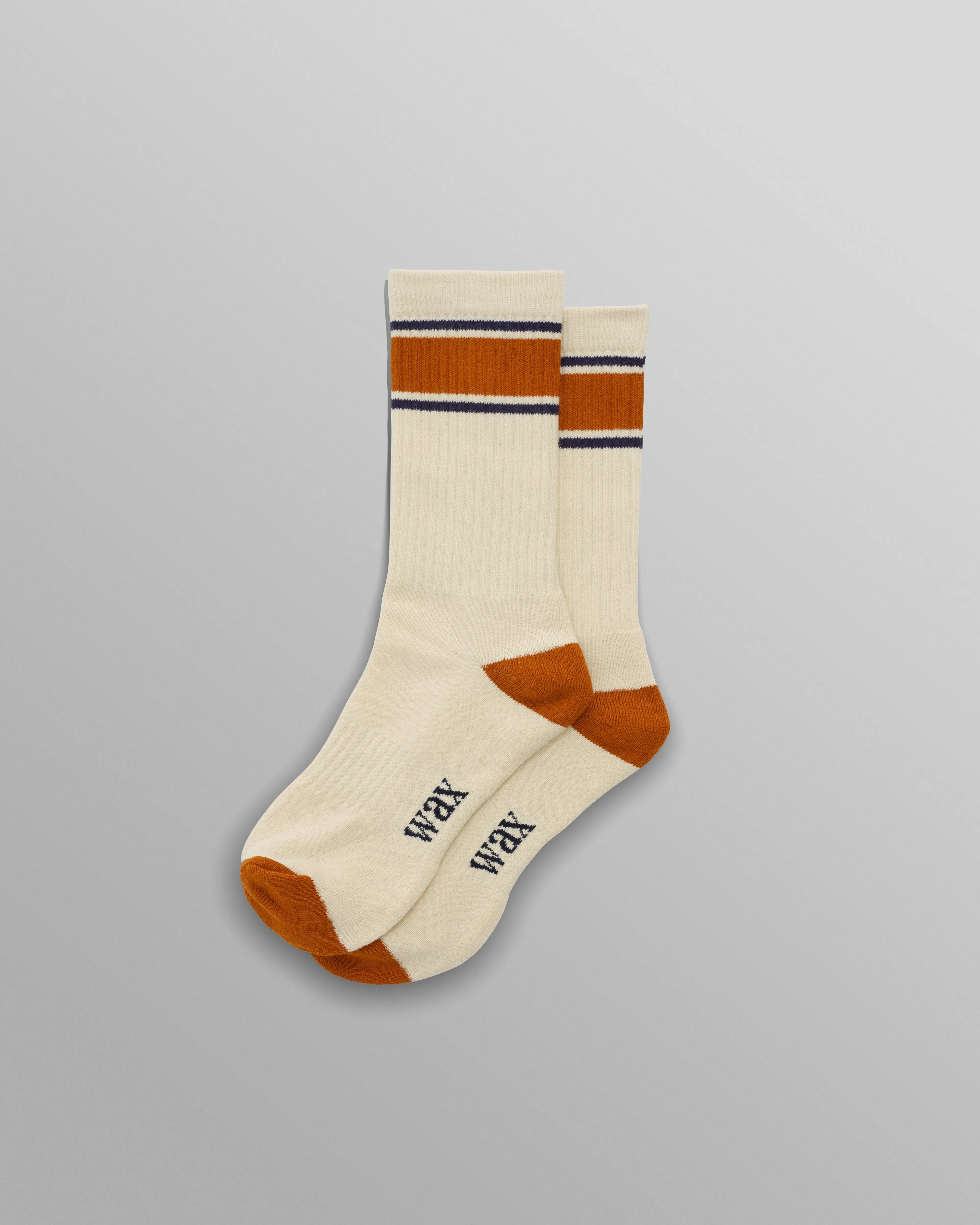 Thorpe - Ecru And Orange Running Stripe Sports Sock sold by Wax London