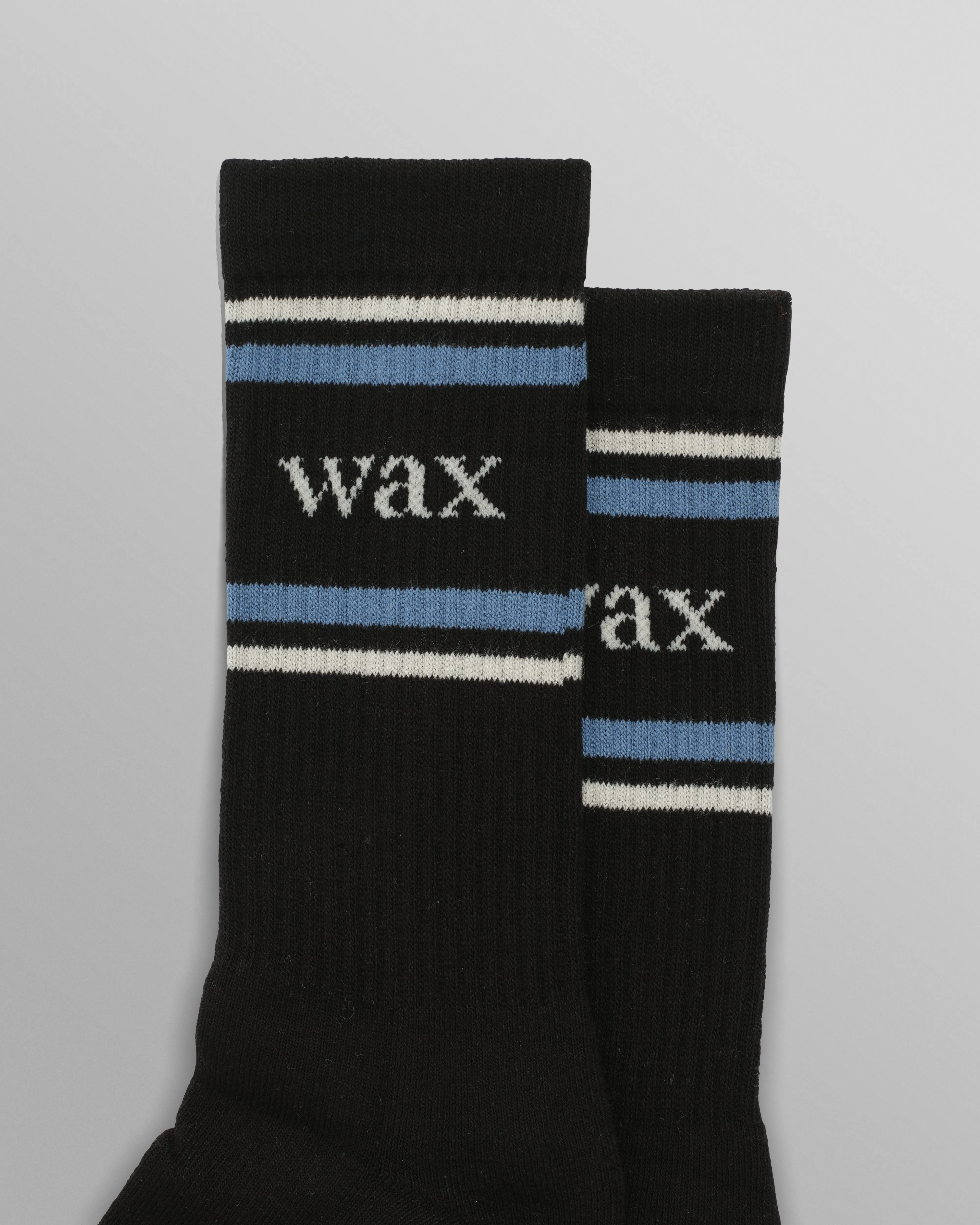 Thorpe - Black And Blue Branded Stripe Sports Sock sold by Wax London product image thumbnail 2