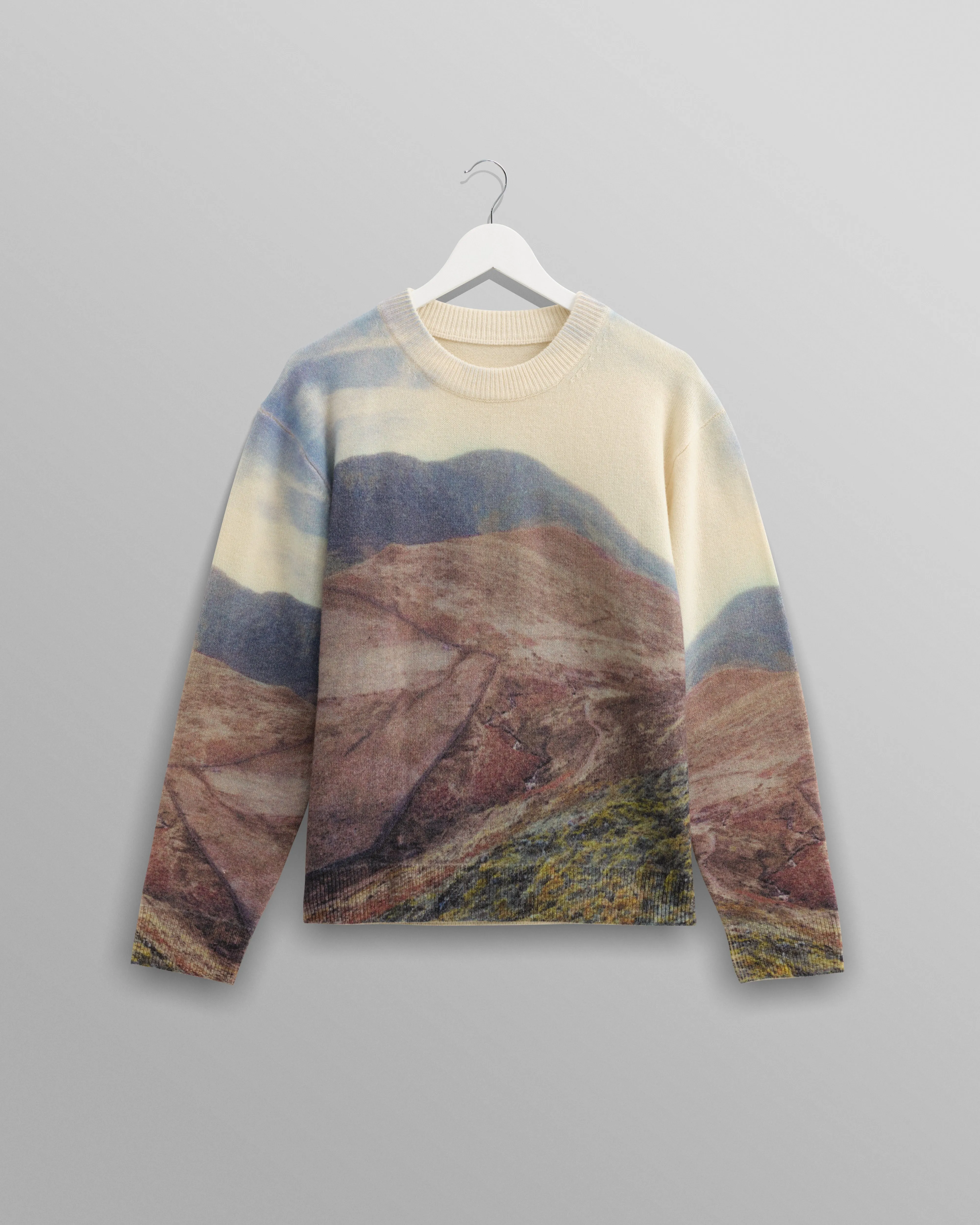 Wilde - Natural Landscape Print Wool Jumper sold by Wax London
