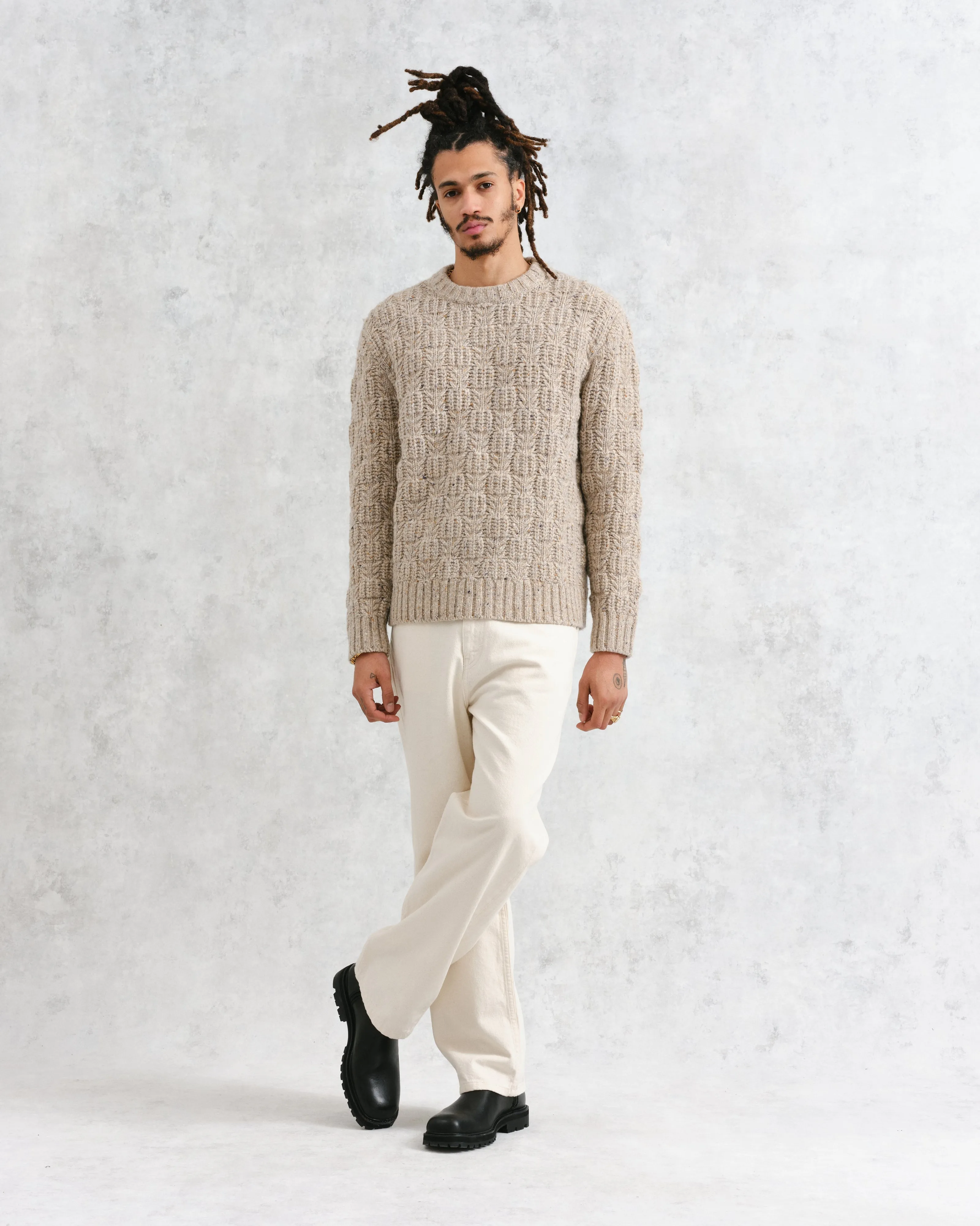 Wilde - Natural Checkerboard Leaf Jumper sold by Wax London product image thumbnail 4