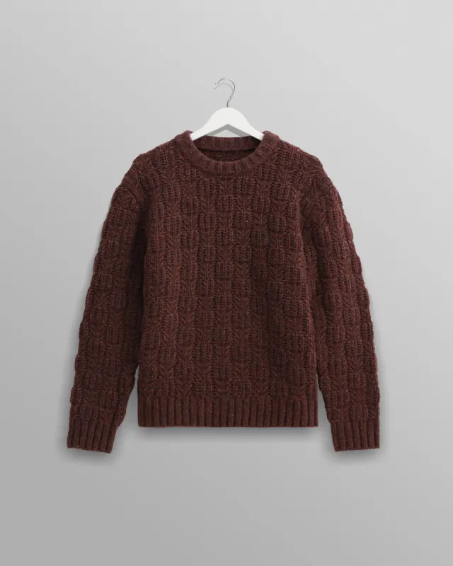 Wilde - Brown Checkerboard Leaf Jumper sold by Wax London