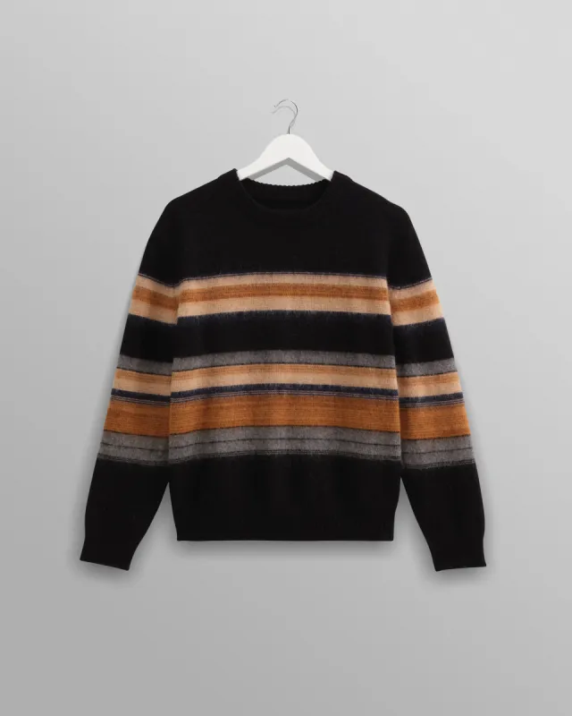 Wilde - Black Brush Stripe Wool Jumper sold by Wax London