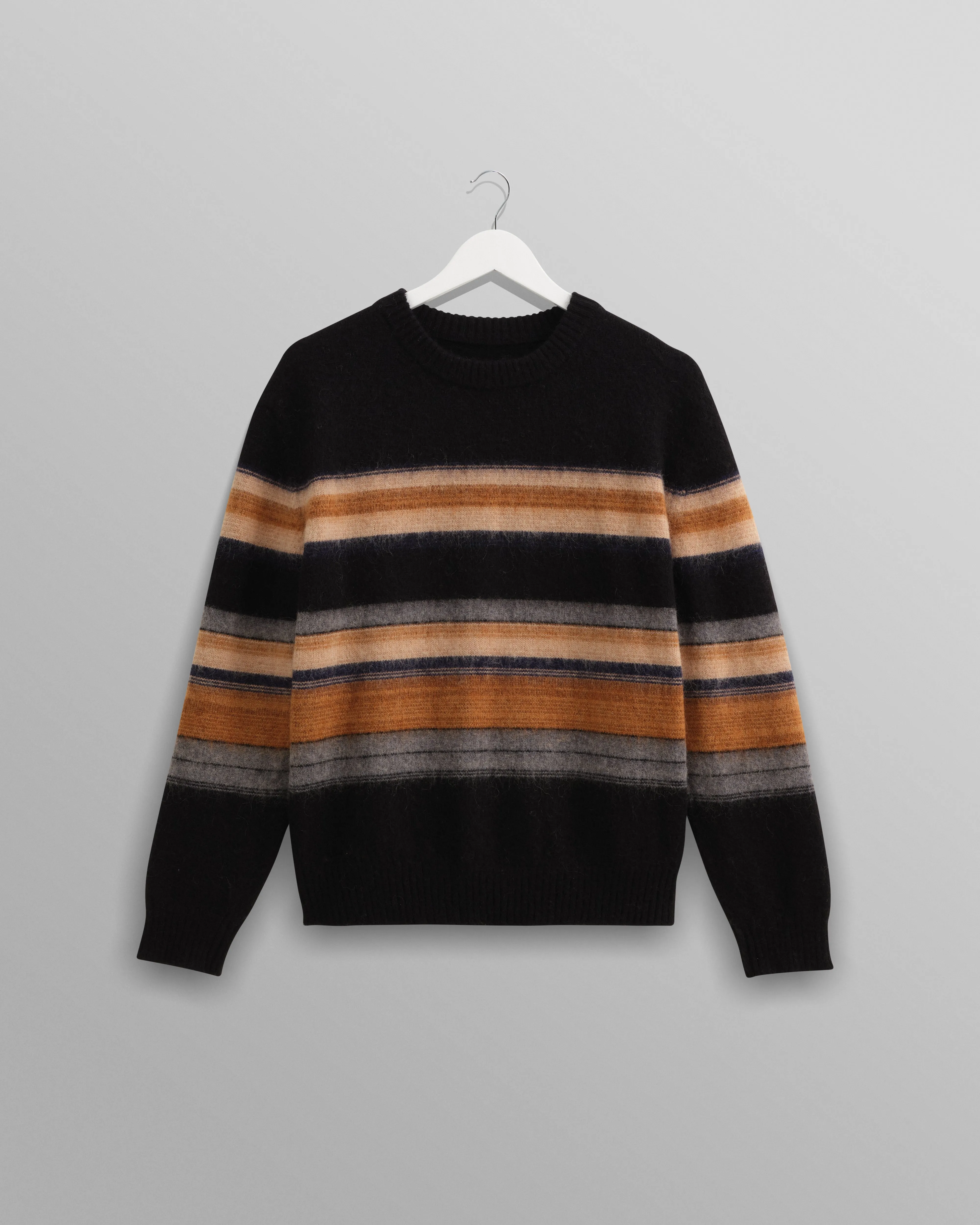 Wilde - Black Brush Stripe Wool Jumper sold by Wax London