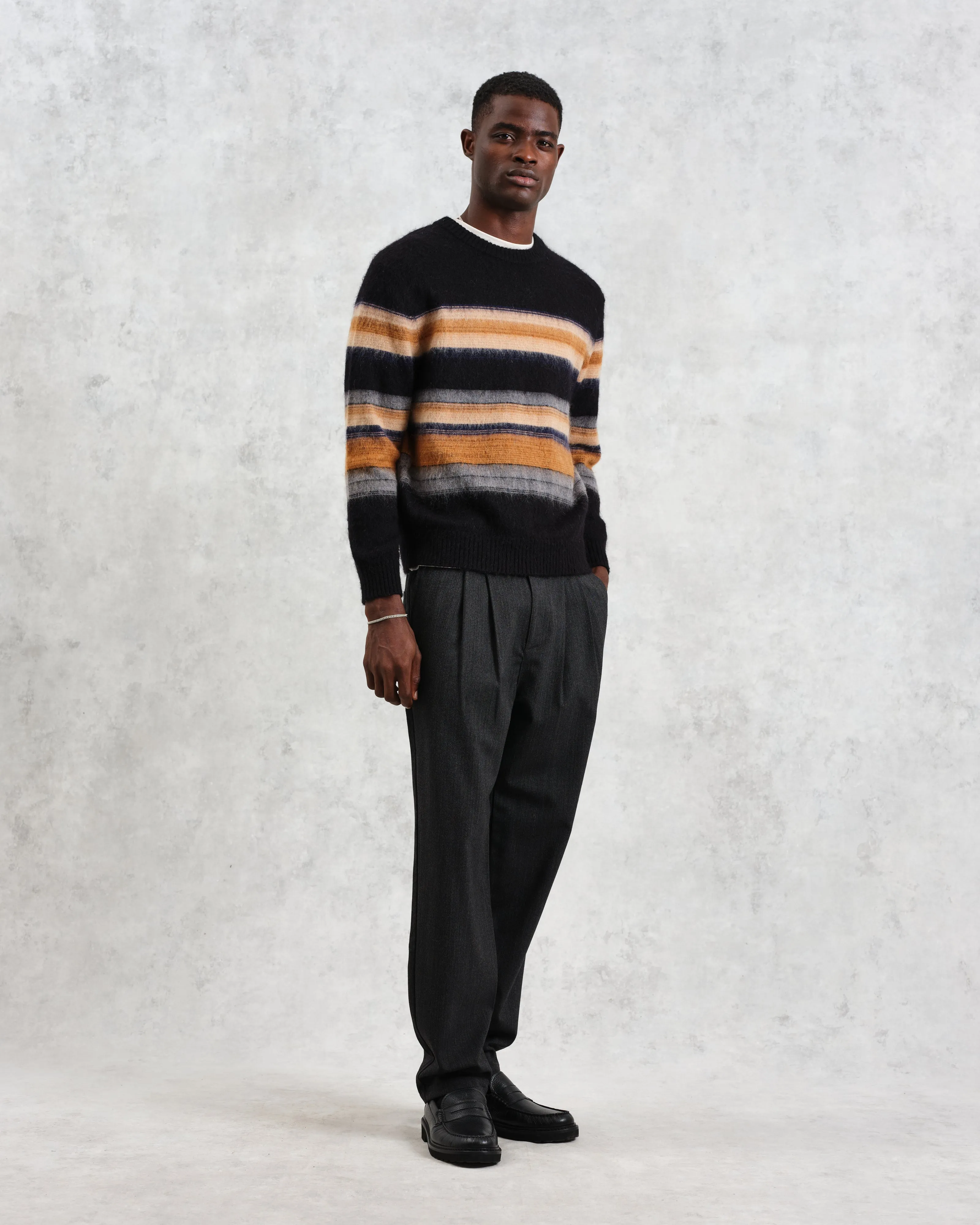Wilde - Black Brush Stripe Wool Jumper sold by Wax London product image thumbnail 4
