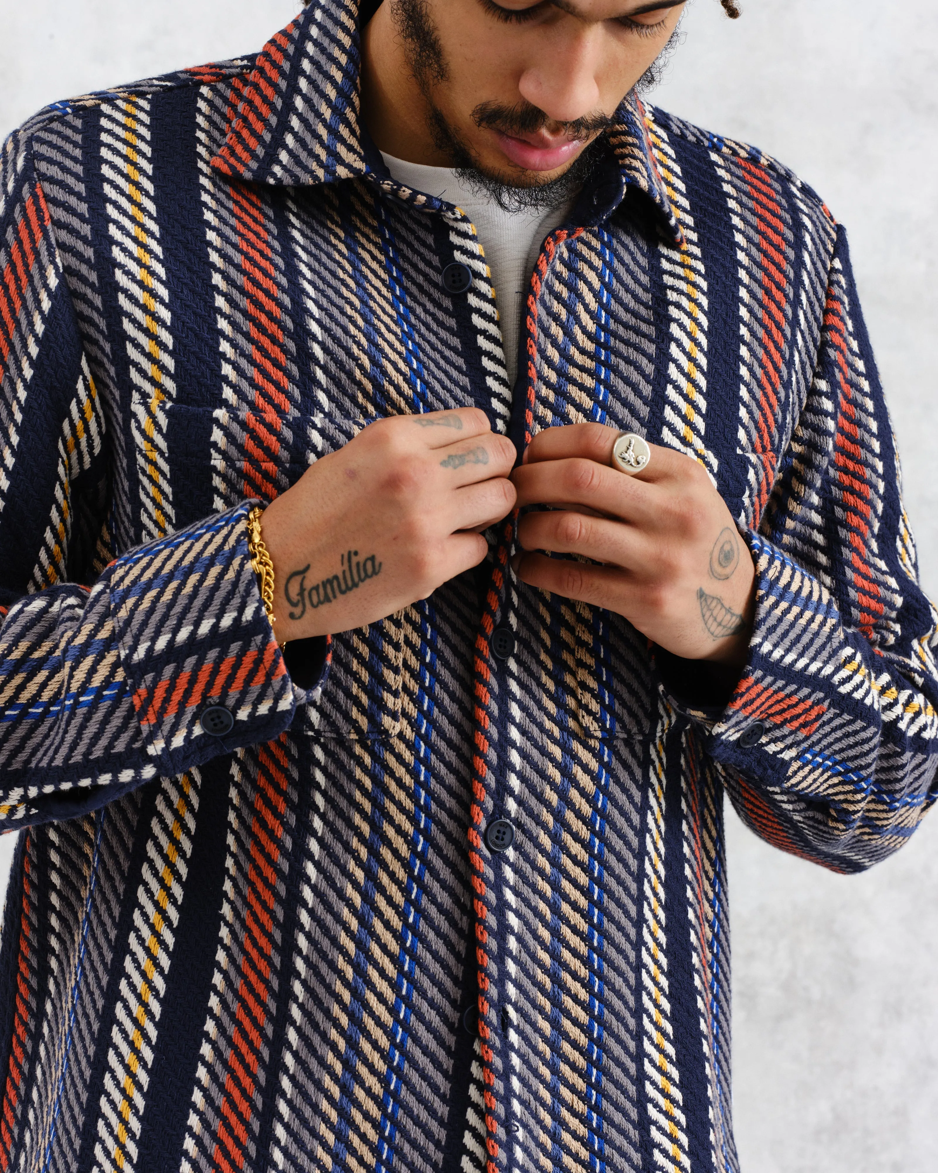 Whiting - Multicolour Stripe Overshirt sold by Wax London product image thumbnail 3