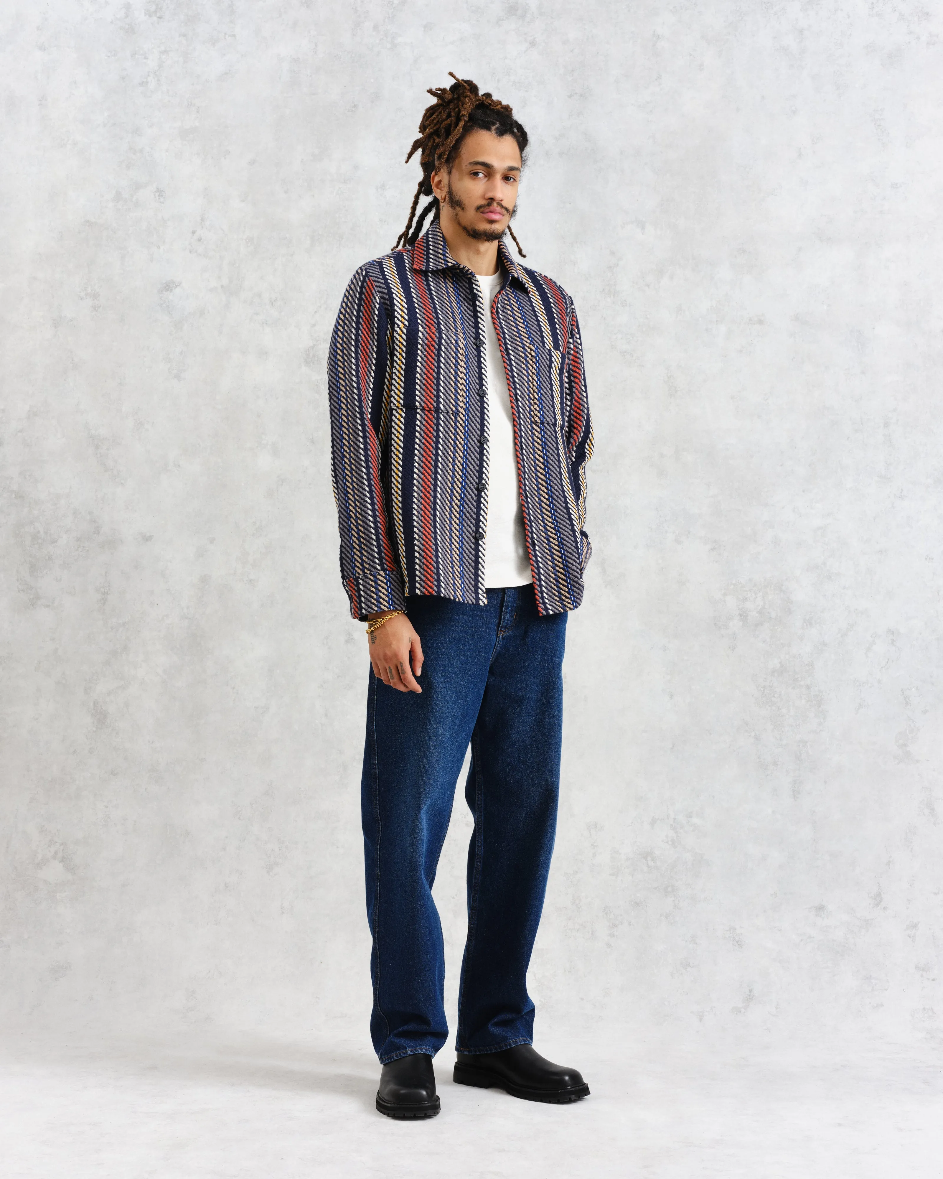 Whiting - Multicolour Stripe Overshirt sold by Wax London product image thumbnail 4