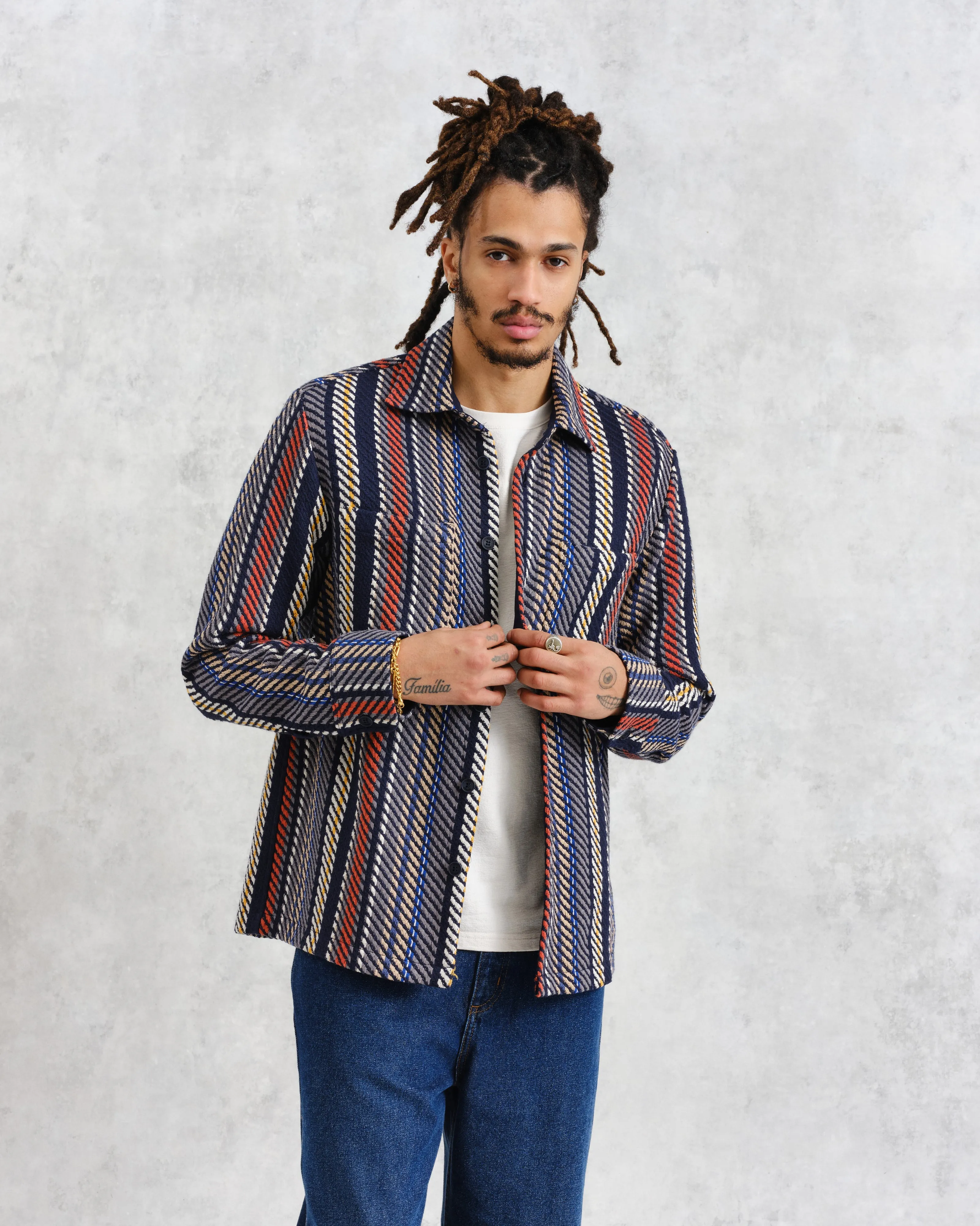 Whiting - Multicolour Stripe Overshirt sold by Wax London product image thumbnail 2