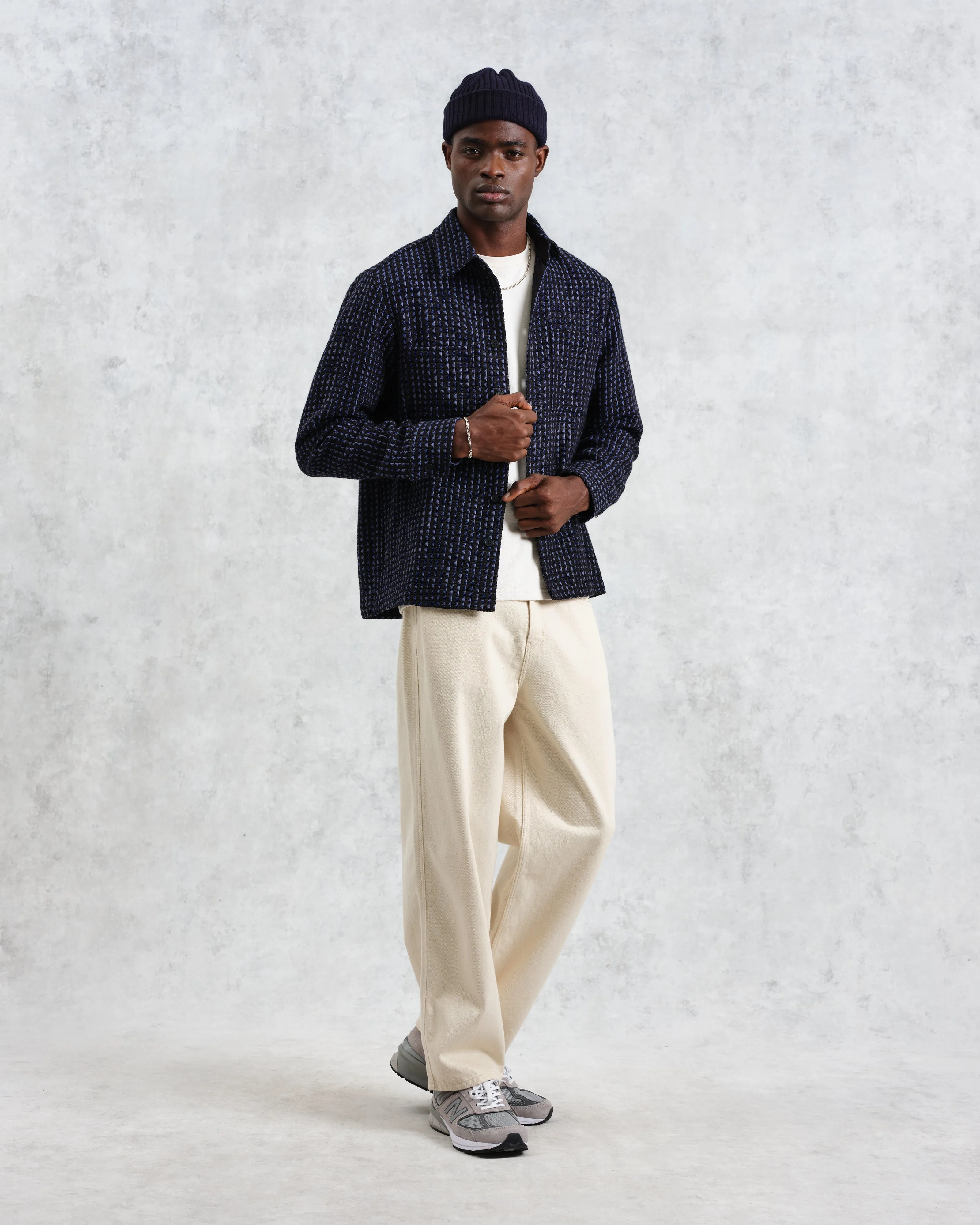 Whiting - Black And Blue Frome Overshirt sold by Wax London product image thumbnail 4