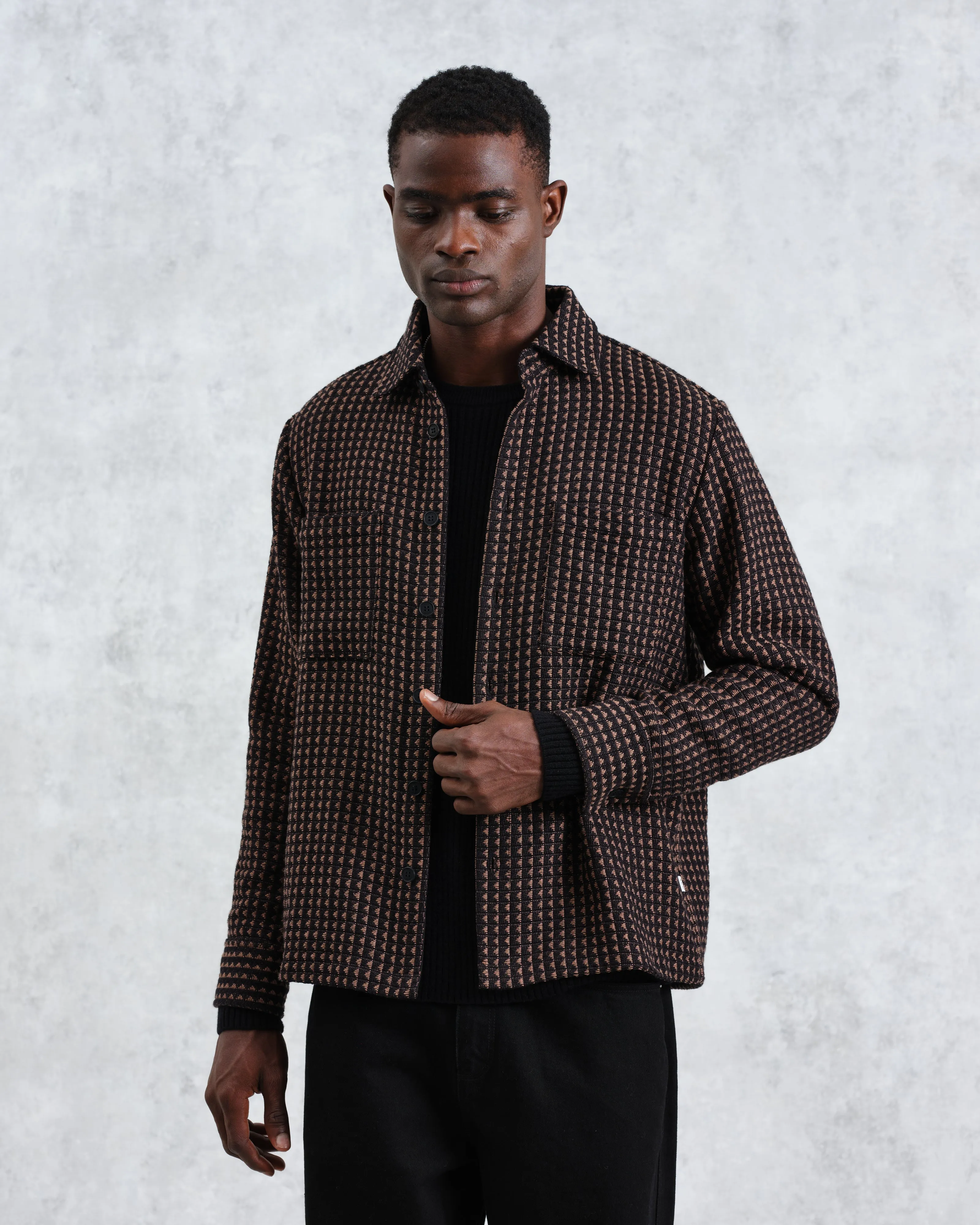 Whiting - Black And Beige Frome Overshirt sold by Wax London product image thumbnail 2