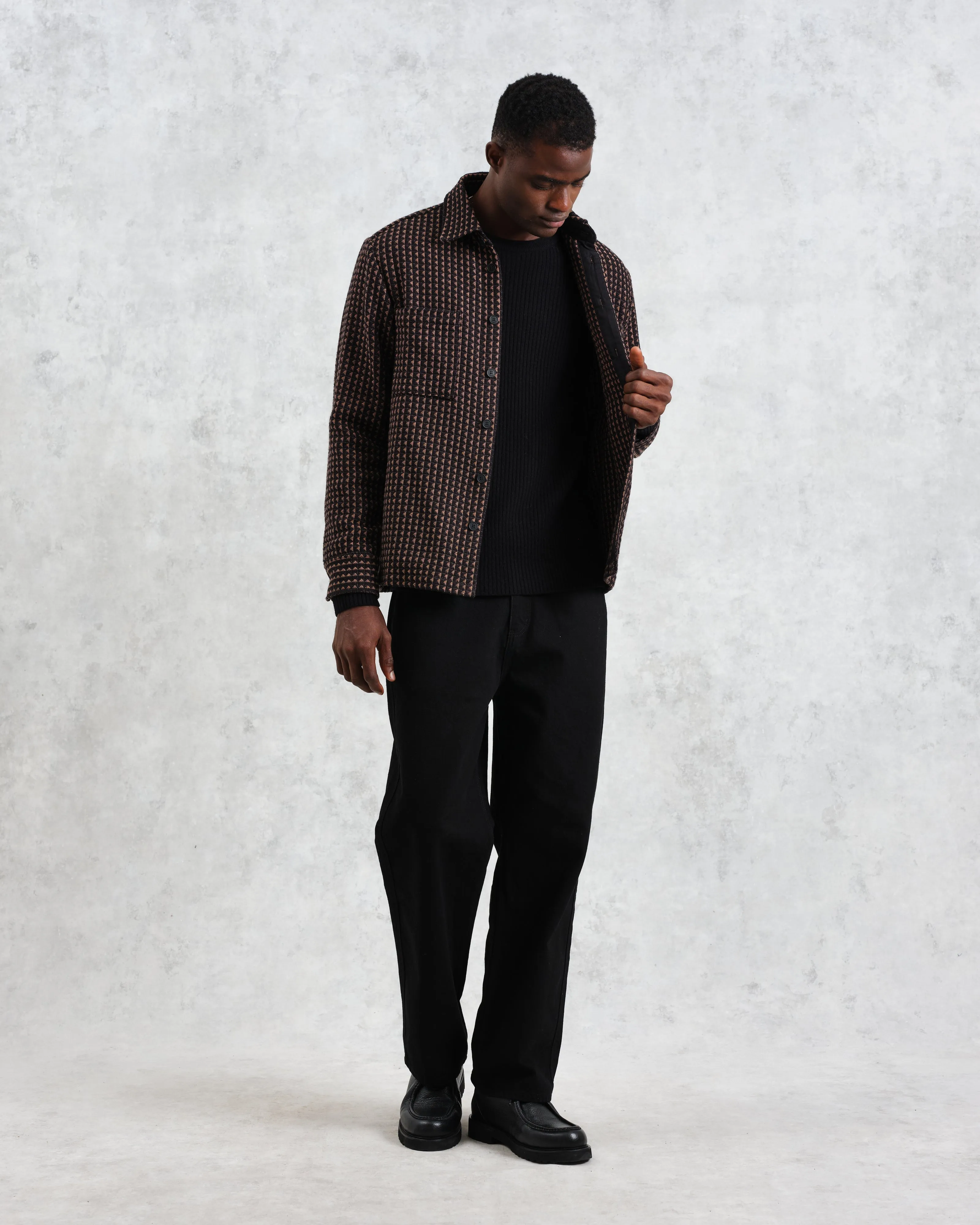 Whiting - Black And Beige Frome Overshirt sold by Wax London product image thumbnail 4