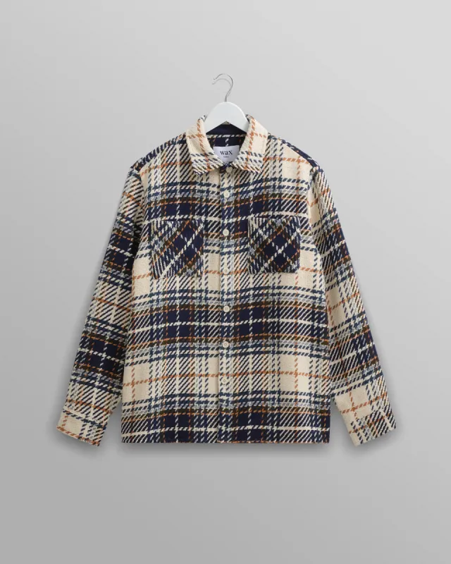 Whiting - Navy Charlton Check Overshirt sold by Wax London
