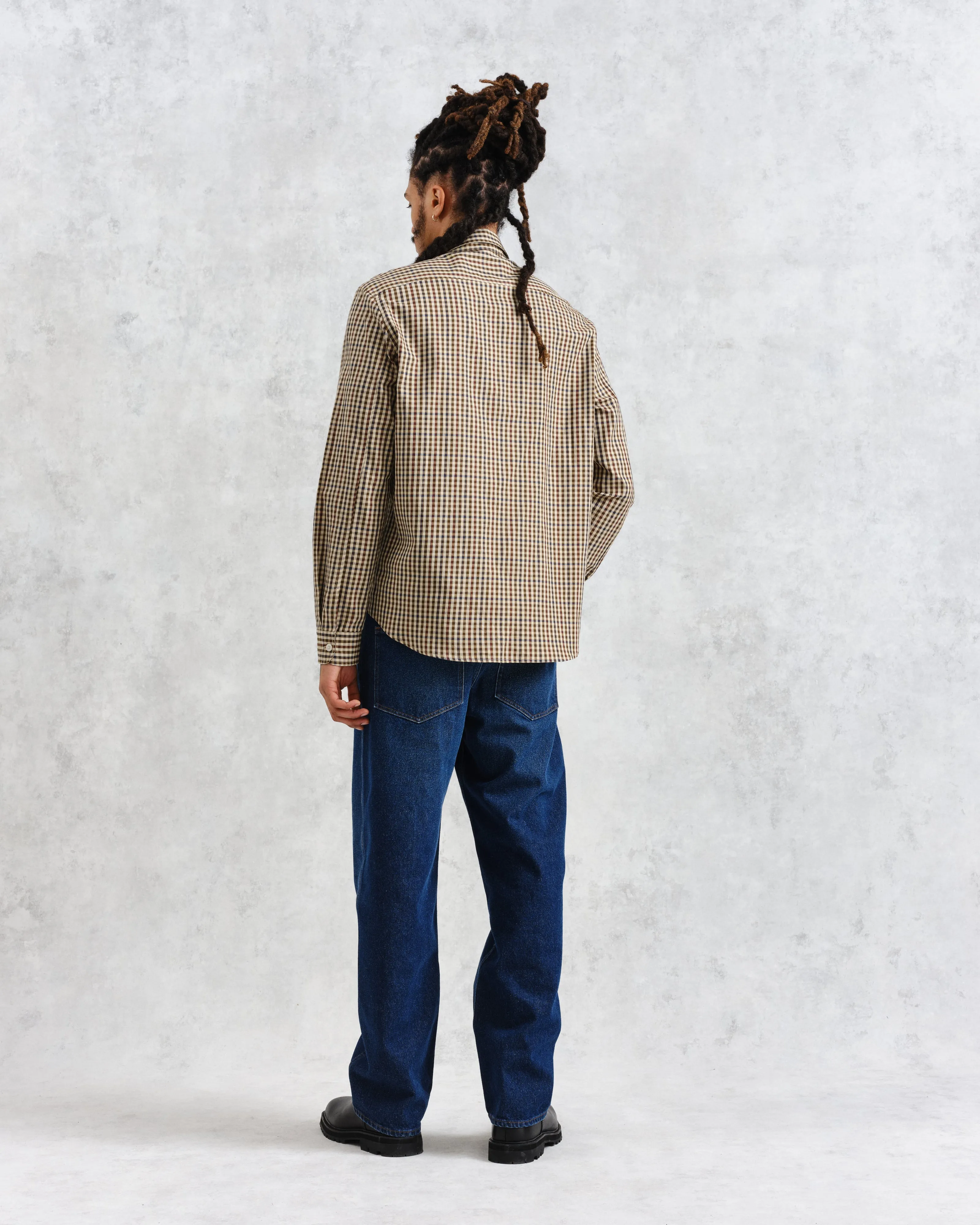 Trin - Beige Check Cotton Shirt sold by Wax London product image thumbnail 5