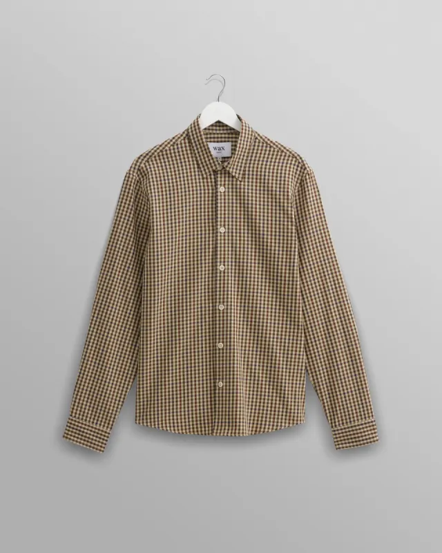 Trin - Beige Check Cotton Shirt made by Wax London