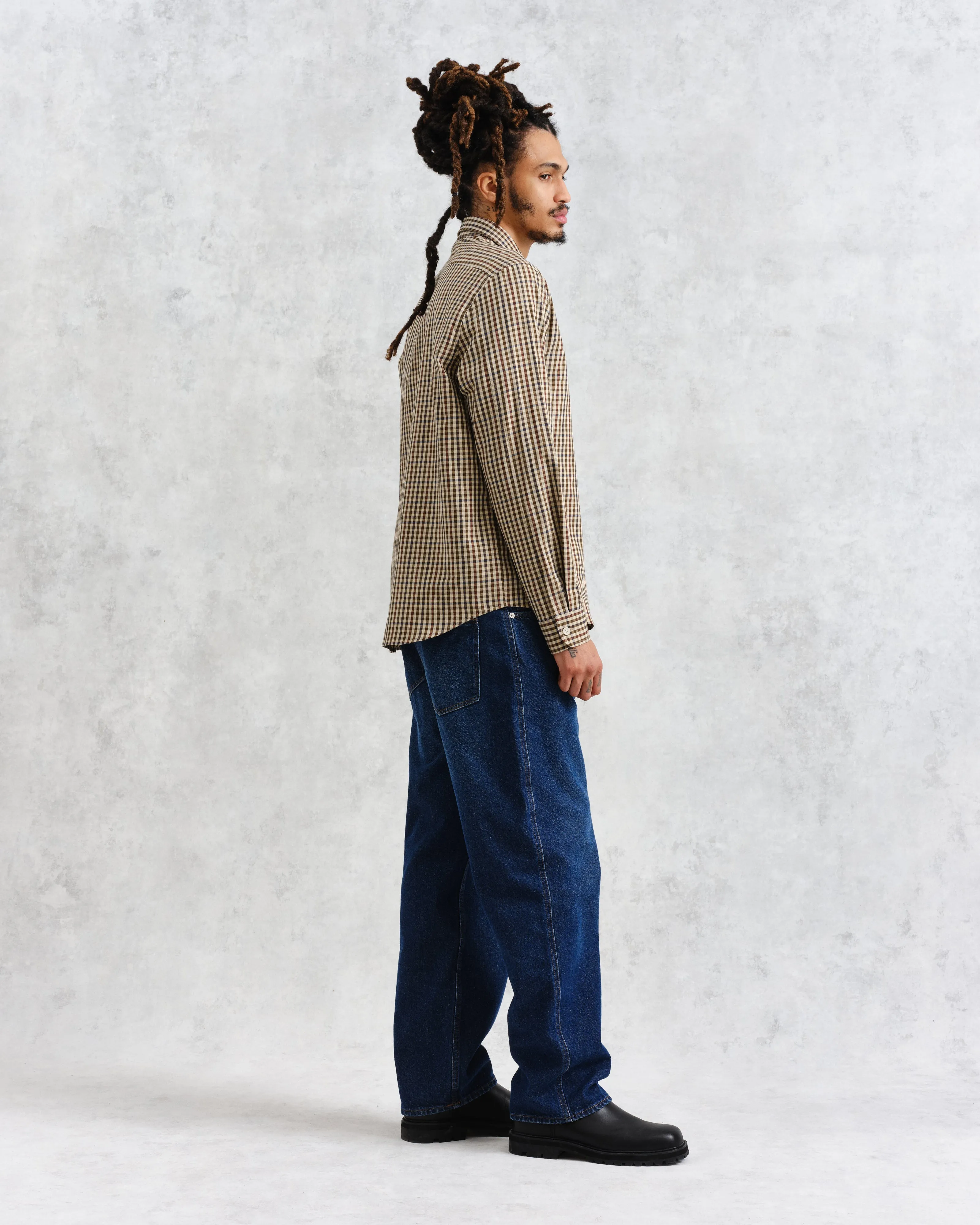 Trin - Beige Check Cotton Shirt sold by Wax London product image thumbnail 4