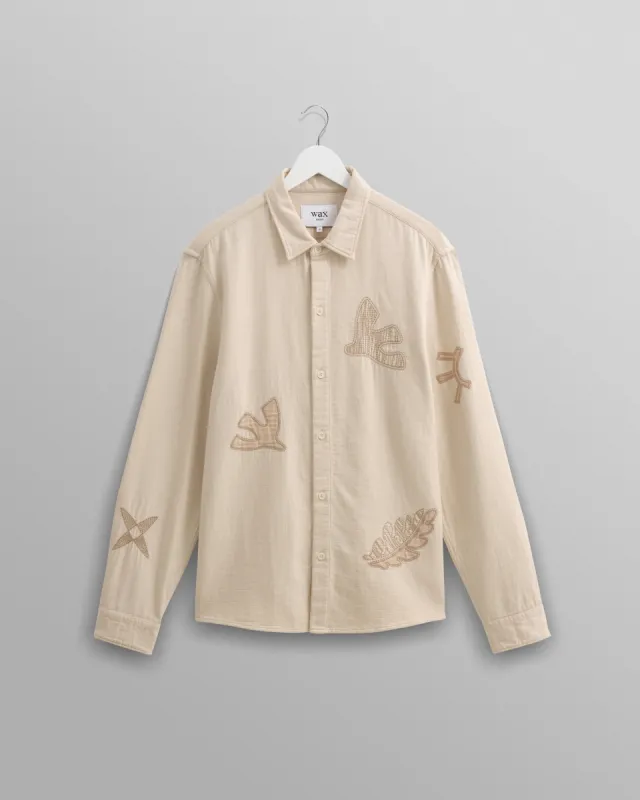 Trin - Ecru Doodle Applique Embroidered Shirt made by Wax London