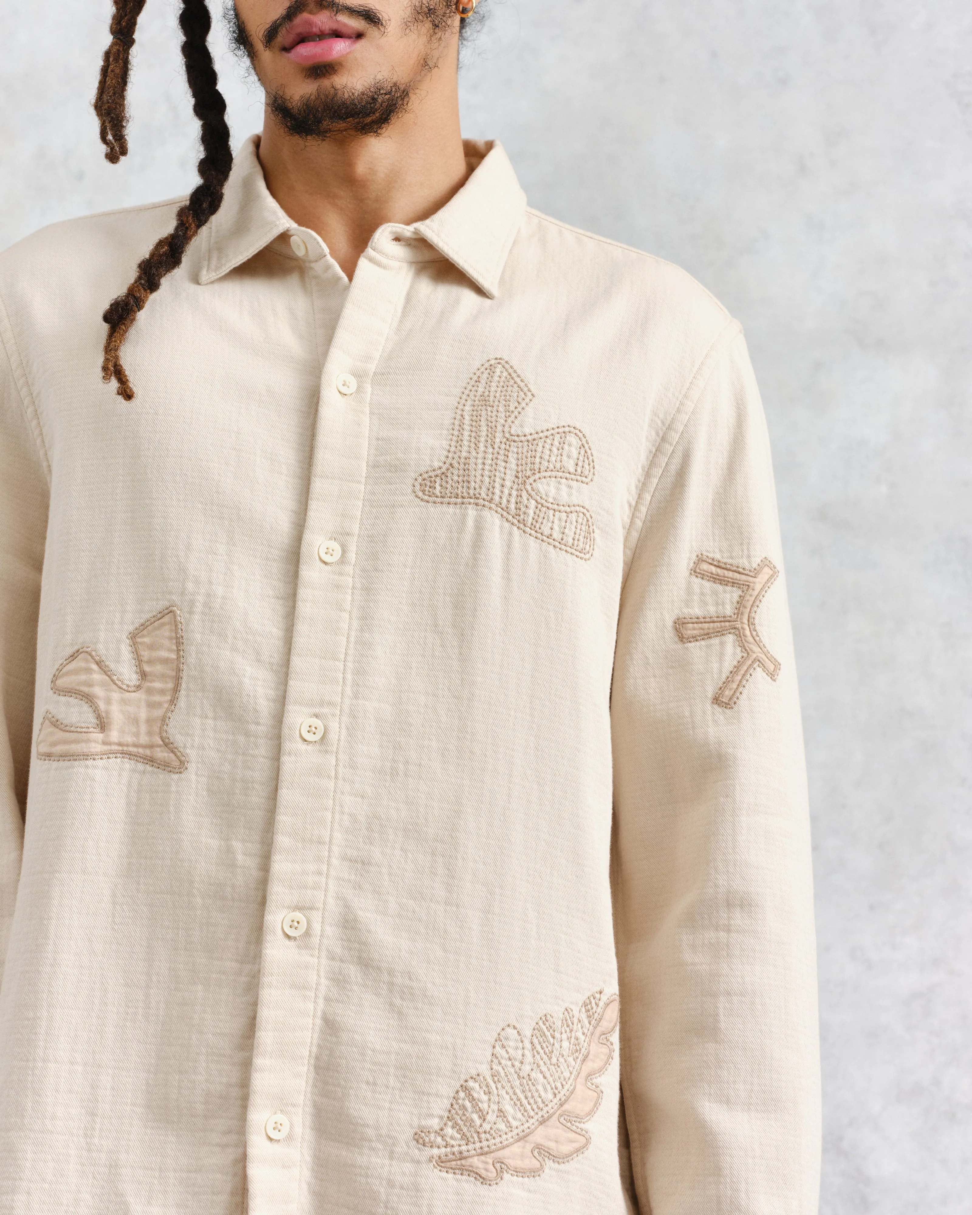 Trin - Ecru Doodle Applique Embroidered Shirt sold by Wax London product image thumbnail 3