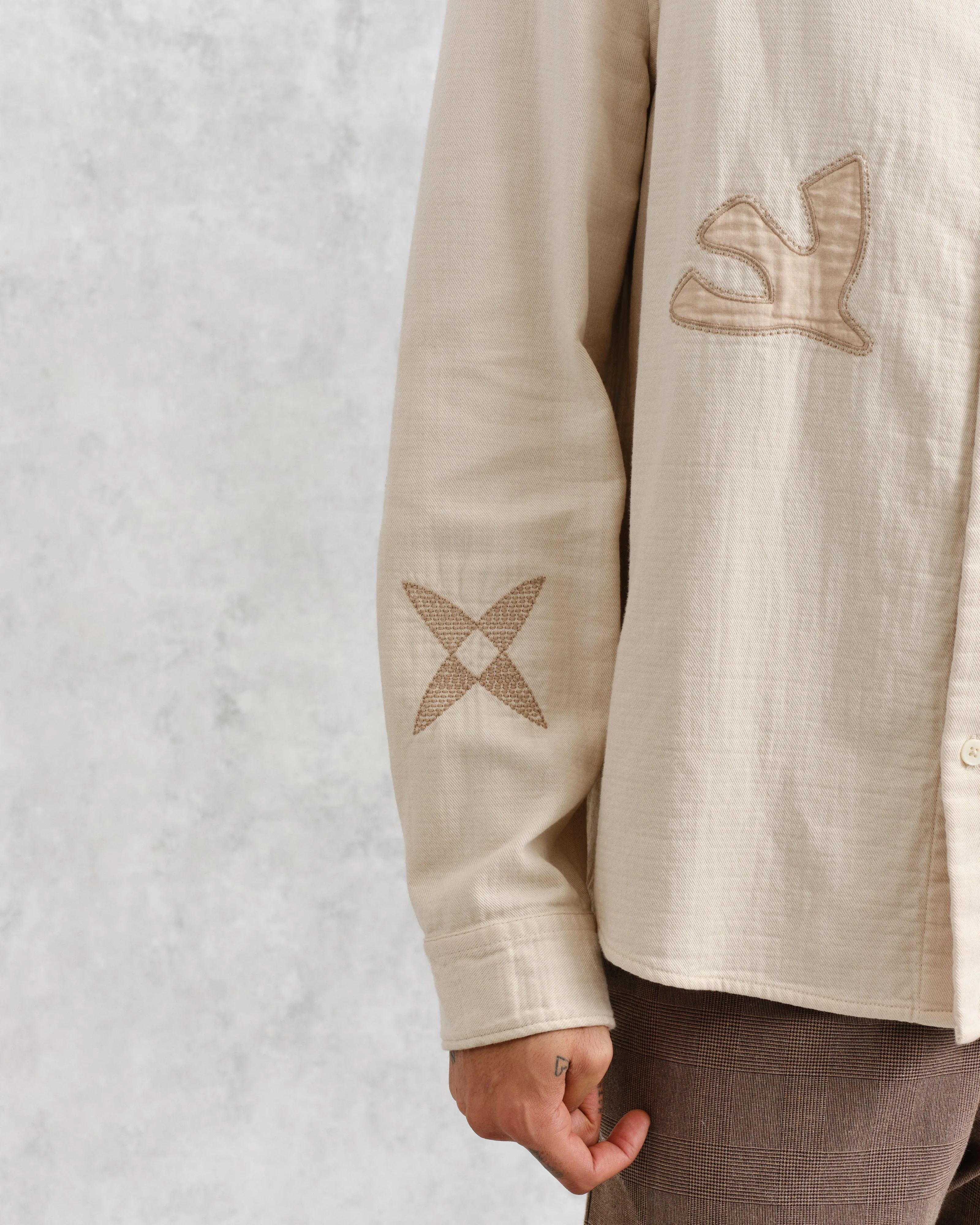 Trin - Ecru Doodle Applique Embroidered Shirt sold by Wax London product image thumbnail 4