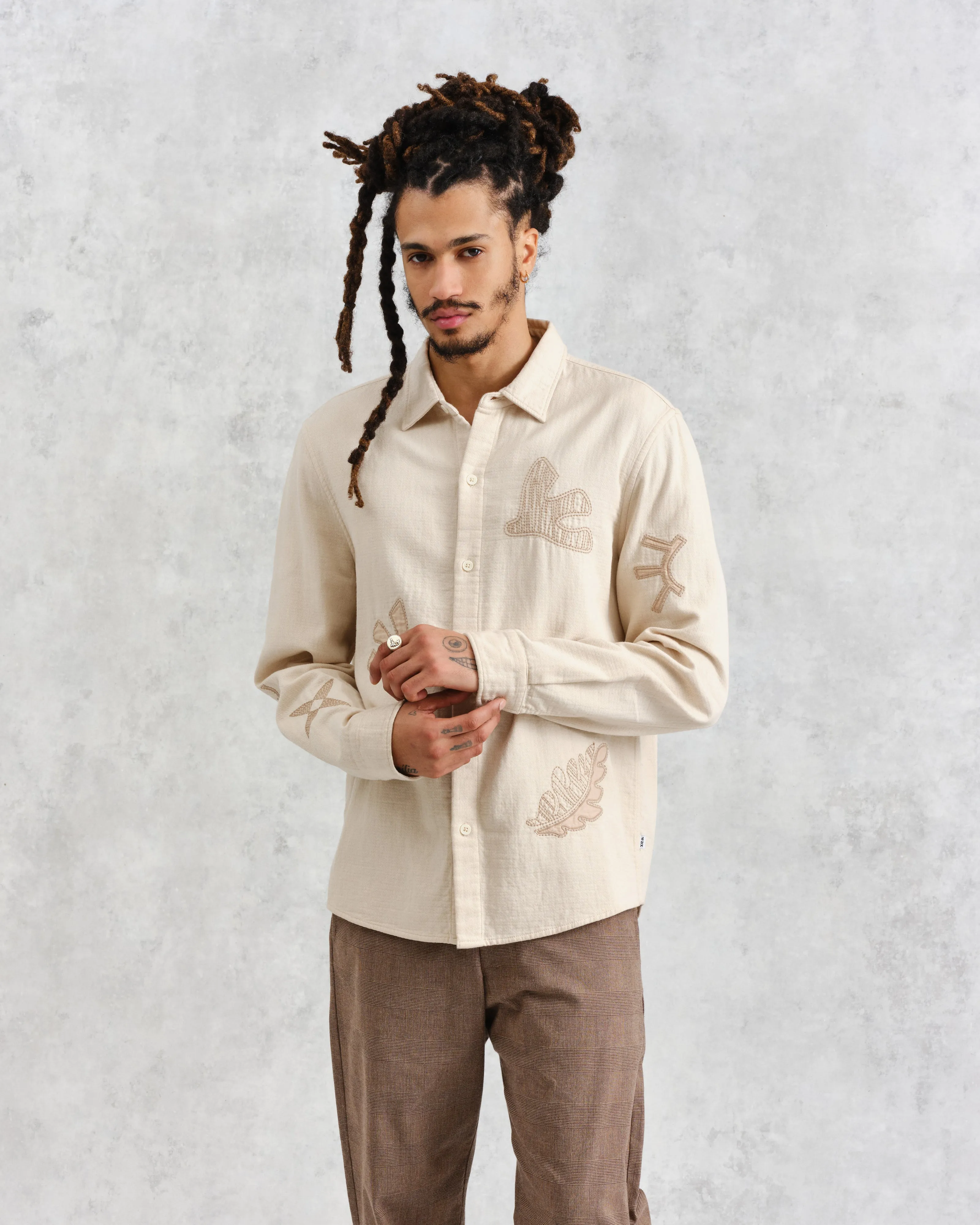 Trin - Ecru Doodle Applique Embroidered Shirt sold by Wax London product image thumbnail 2