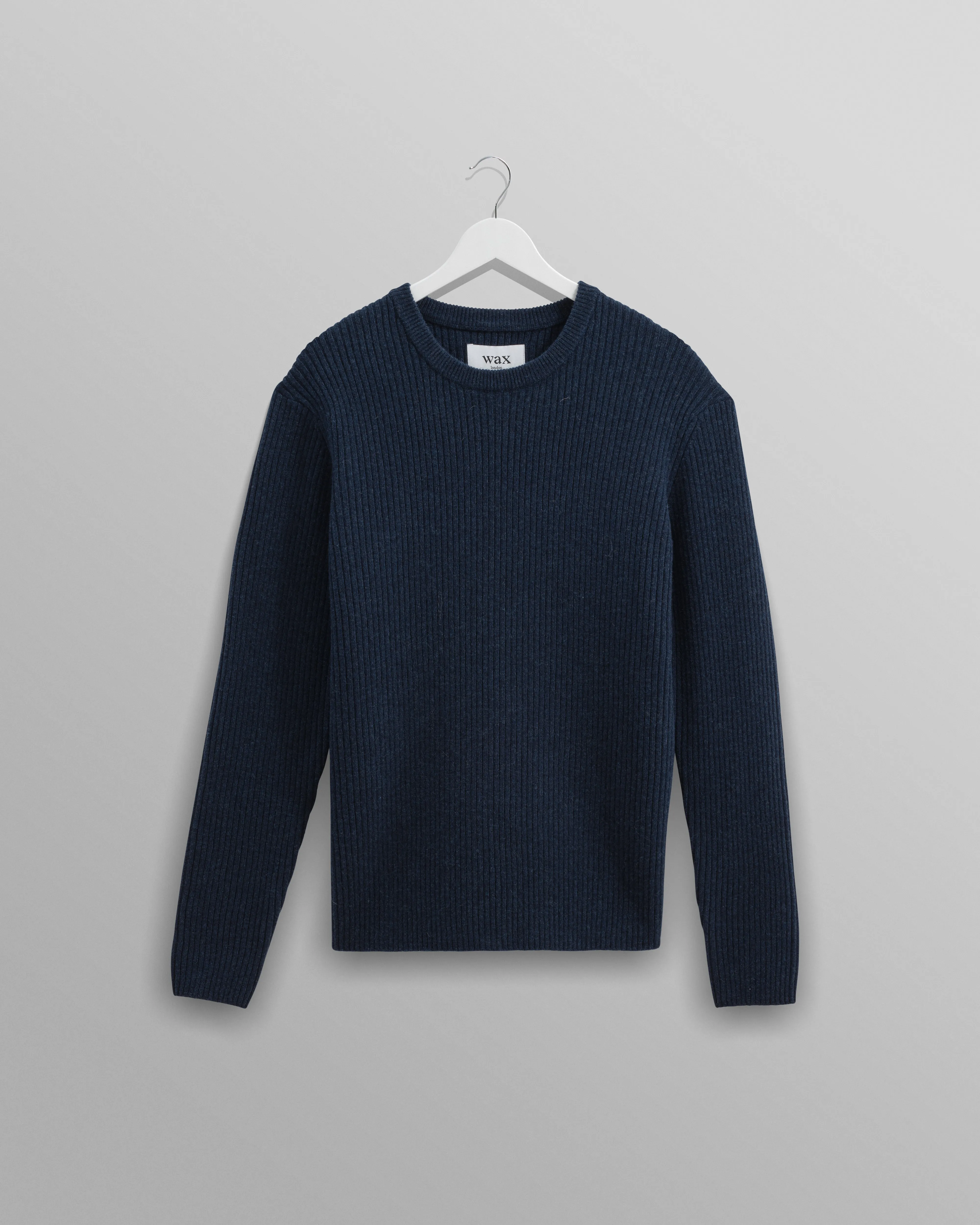 Stanley - Navy Rib-Knit Wool Jumper sold by Wax London