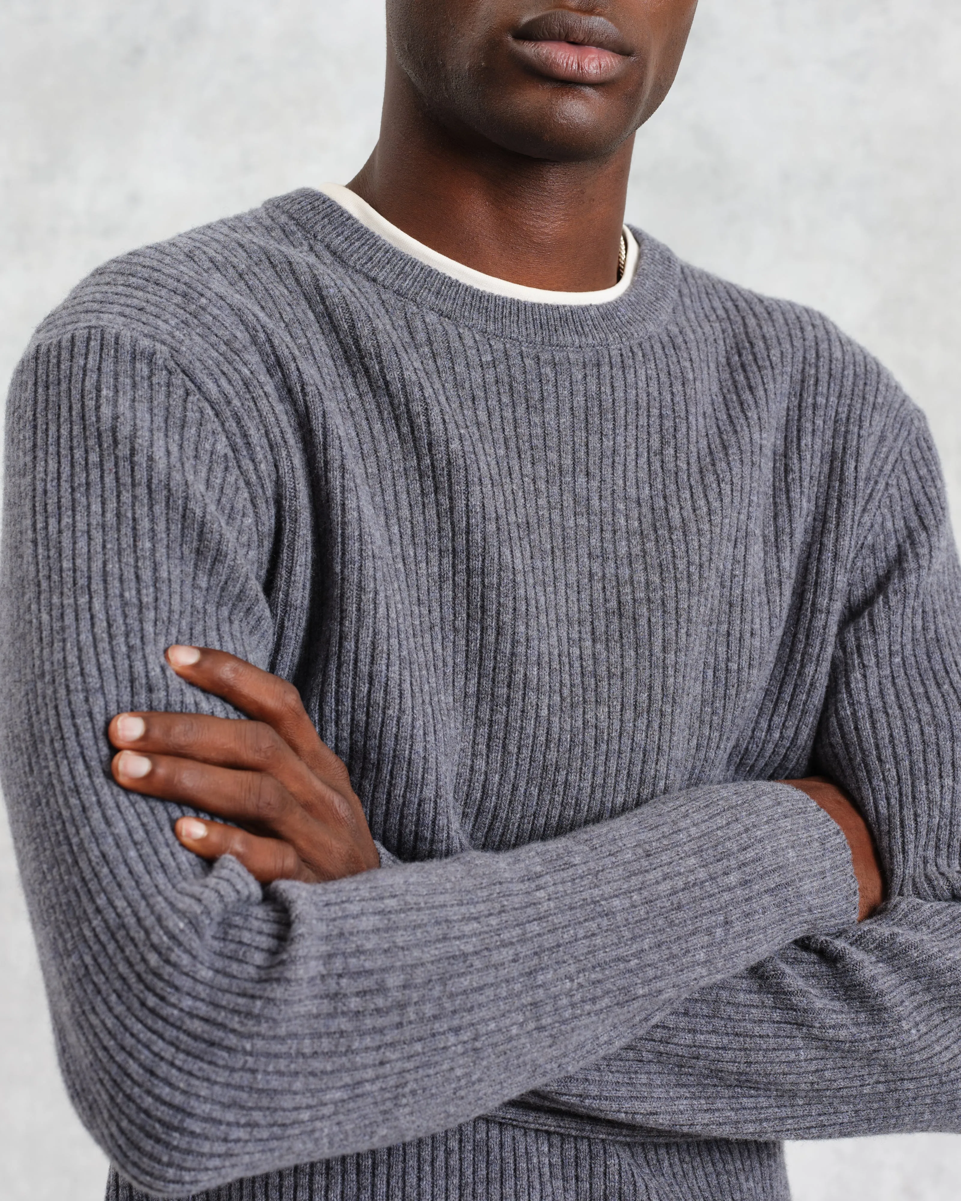 Stanley - Grey Rib-Knit Wool Jumper sold by Wax London product image thumbnail 3