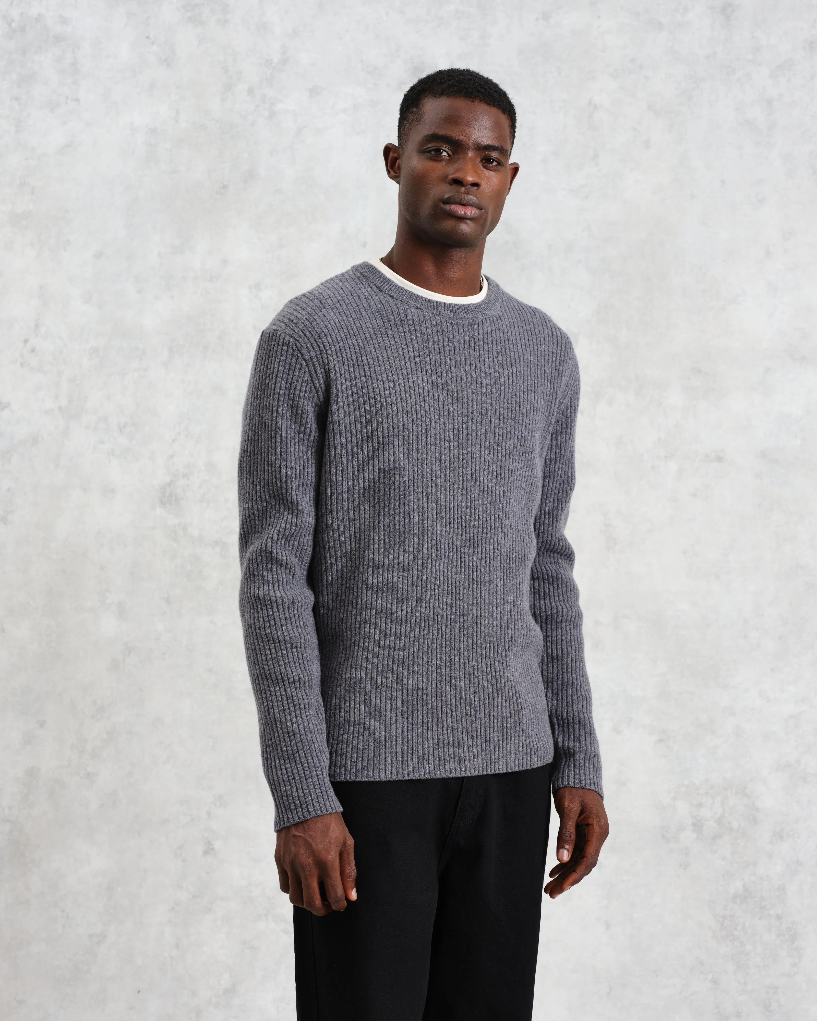 Stanley - Grey Rib-Knit Wool Jumper sold by Wax London product image thumbnail 2
