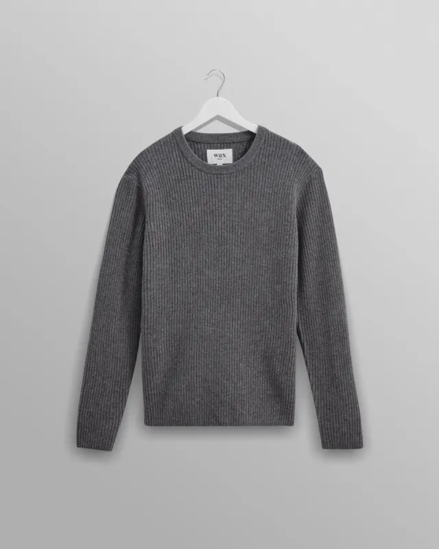 Stanley - Grey Rib-Knit Wool Jumper sold by Wax London