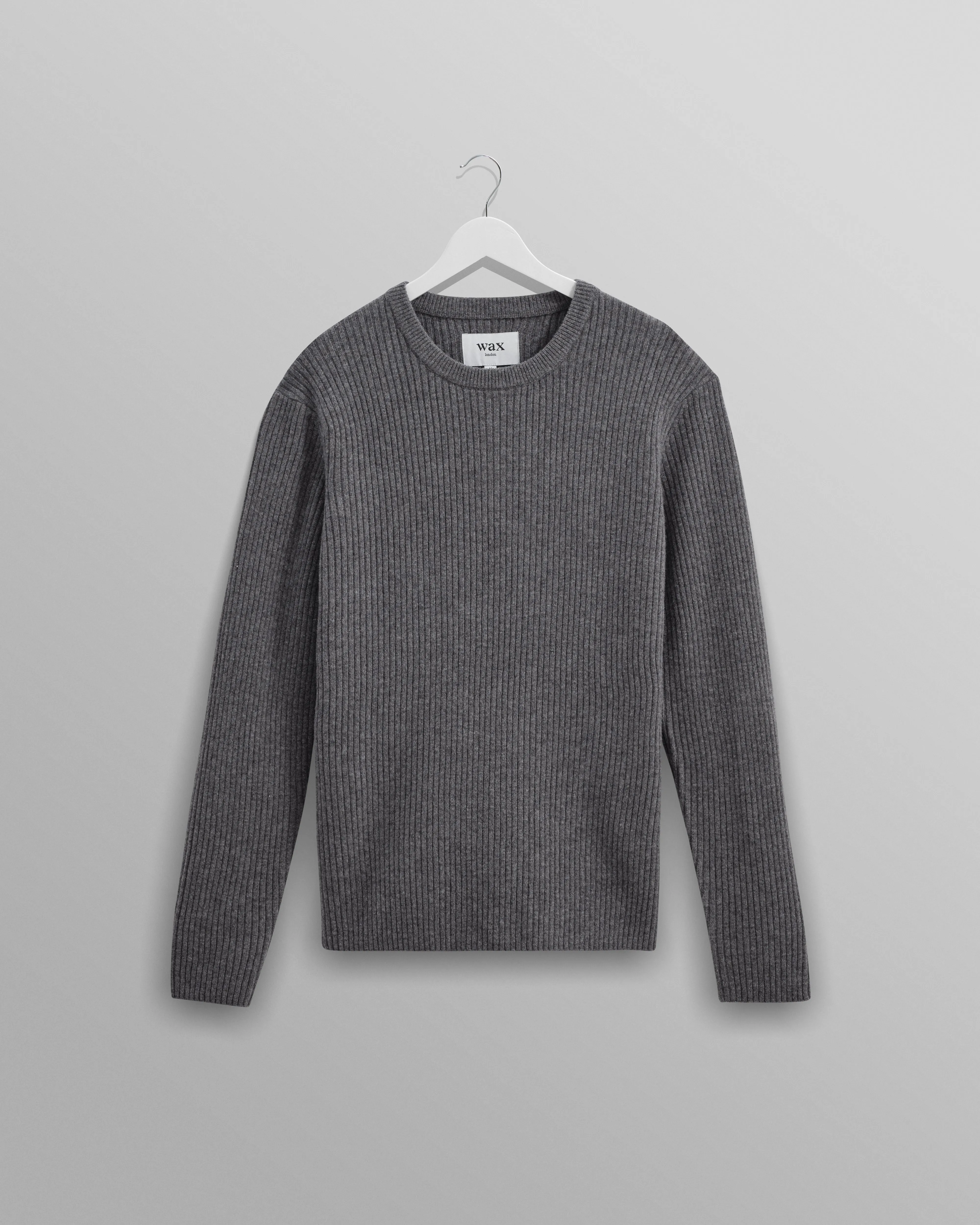 Stanley - Grey Rib-Knit Wool Jumper sold by Wax London