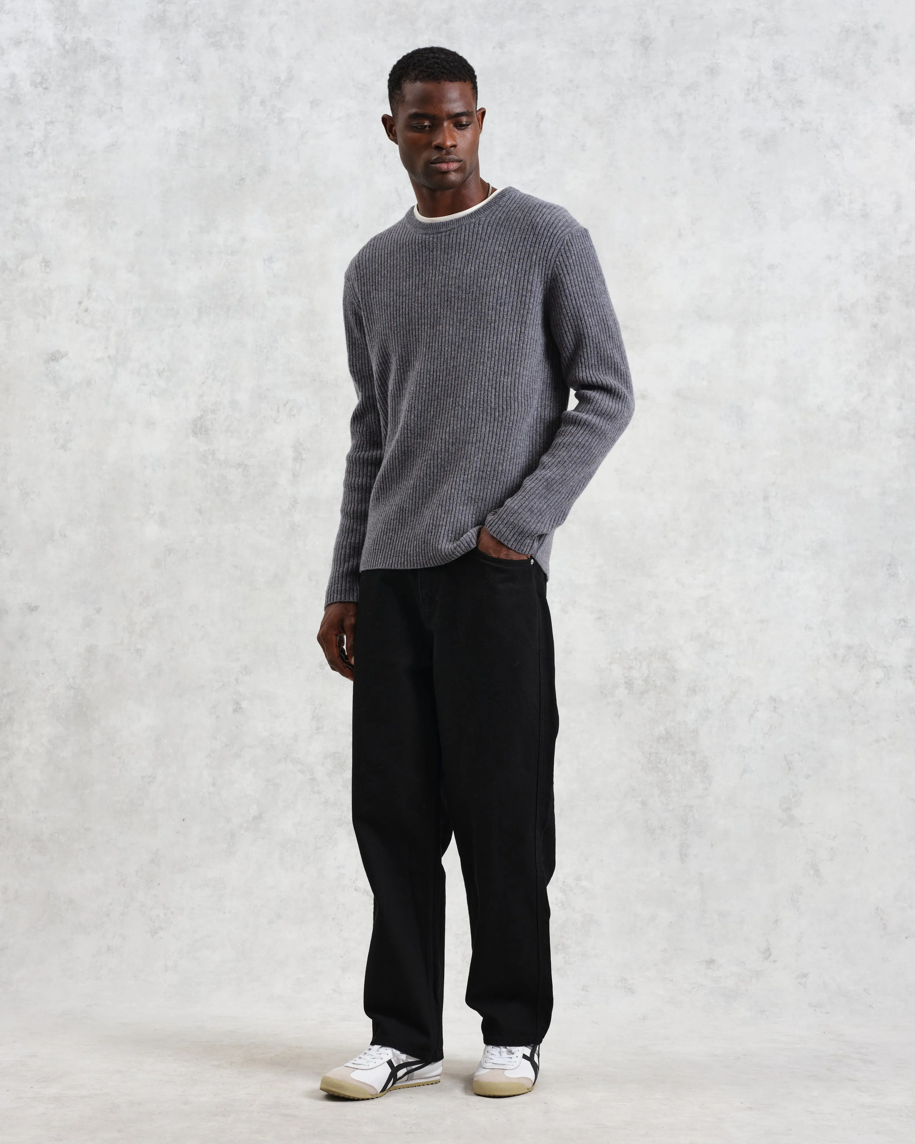 Stanley - Grey Rib-Knit Wool Jumper sold by Wax London product image thumbnail 4