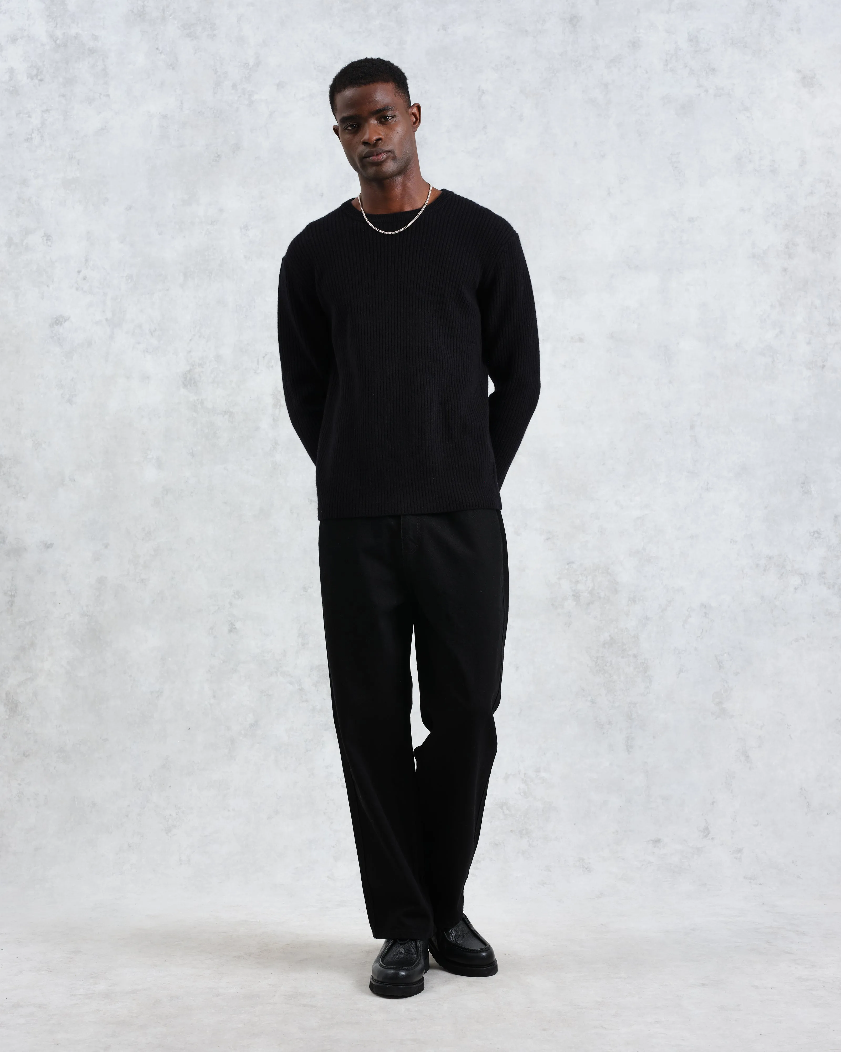 Stanley - Black Rib-Knit Wool Jumper sold by Wax London product image thumbnail 4