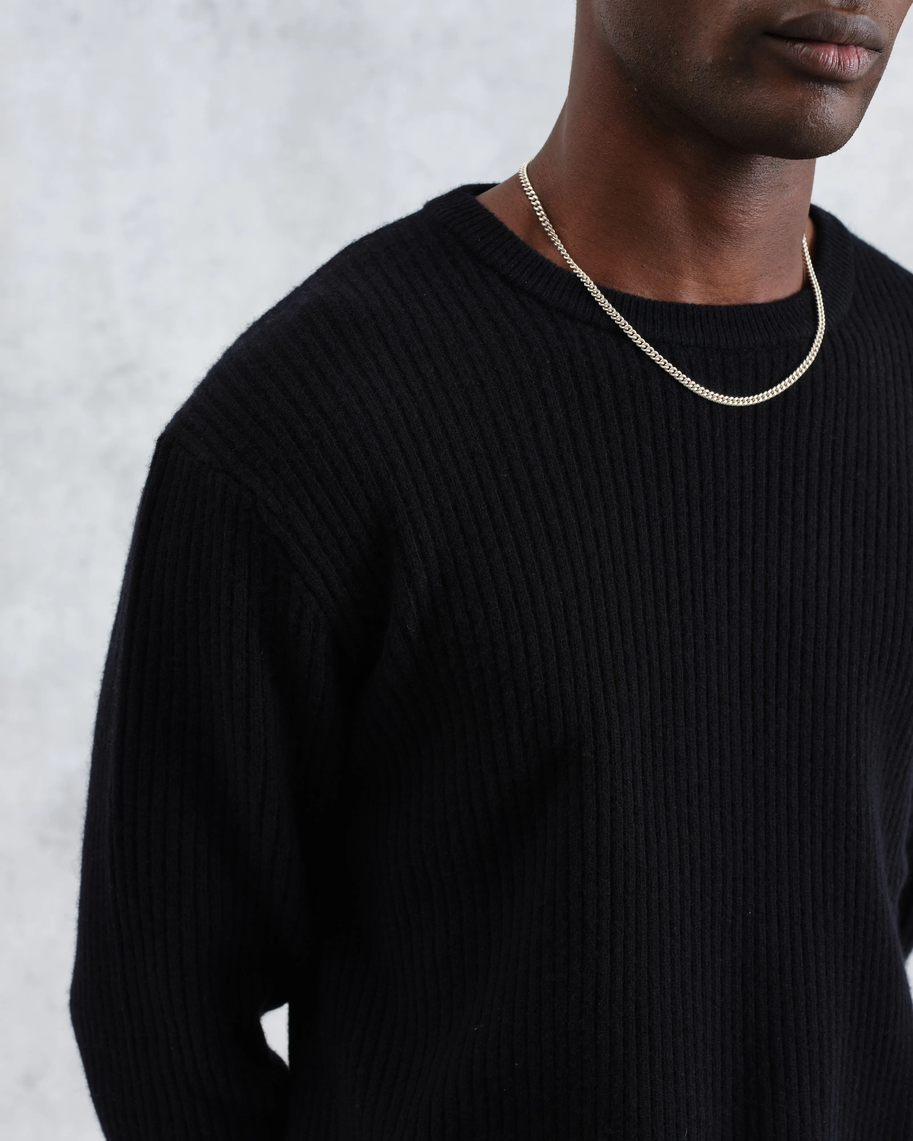 Stanley - Black Rib-Knit Wool Jumper sold by Wax London product image thumbnail 3