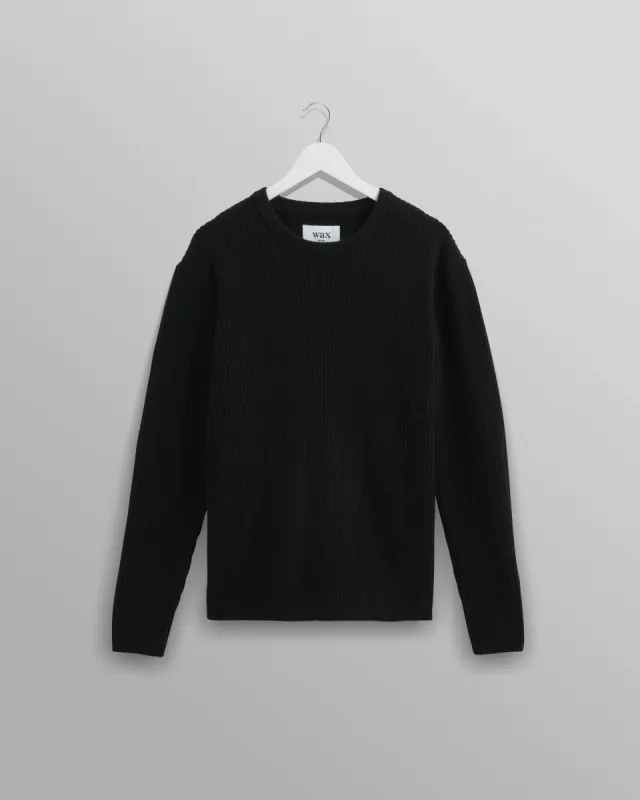 Stanley - Black Rib-Knit Wool Jumper sold by Wax London