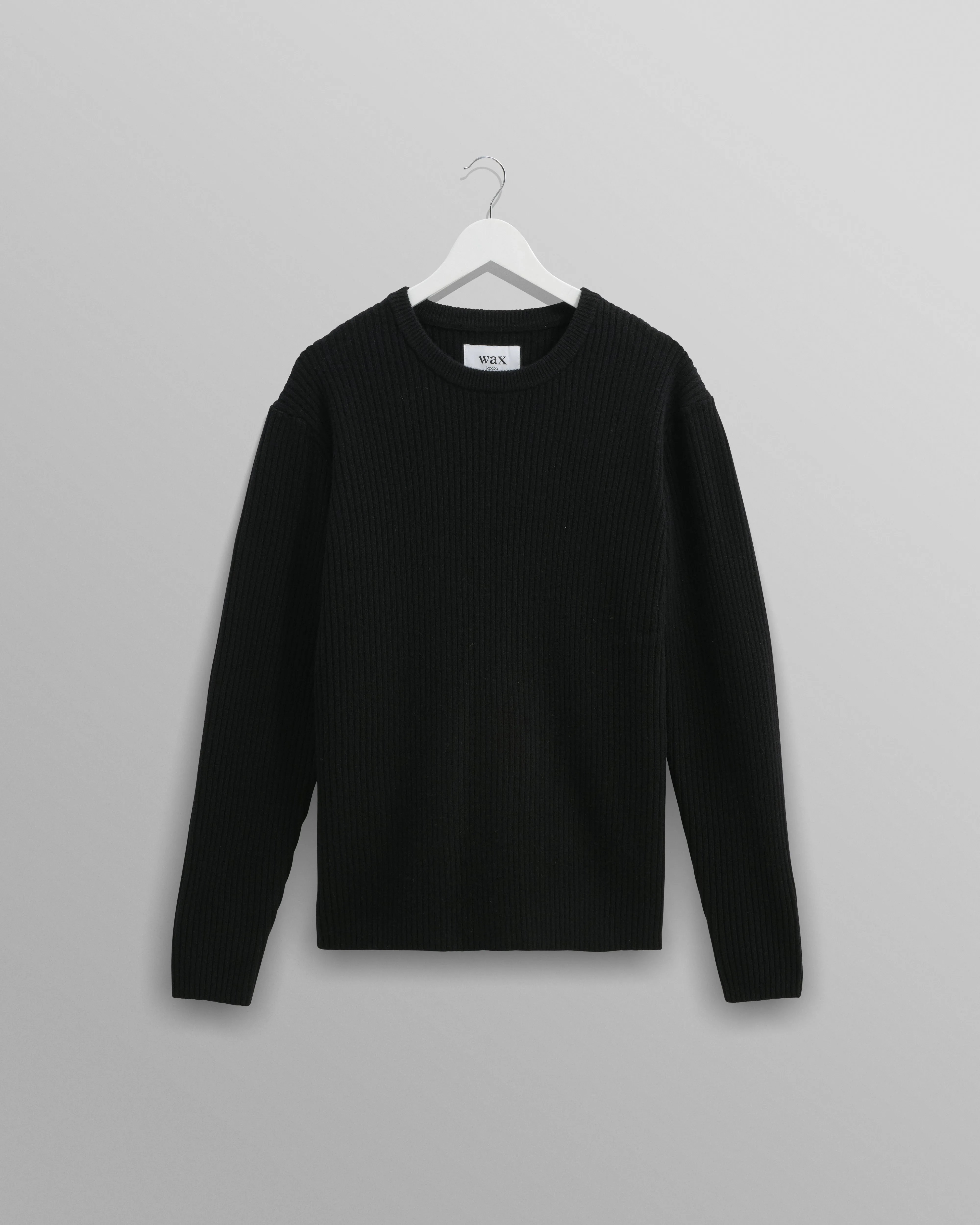 Stanley - Black Rib-Knit Wool Jumper sold by Wax London