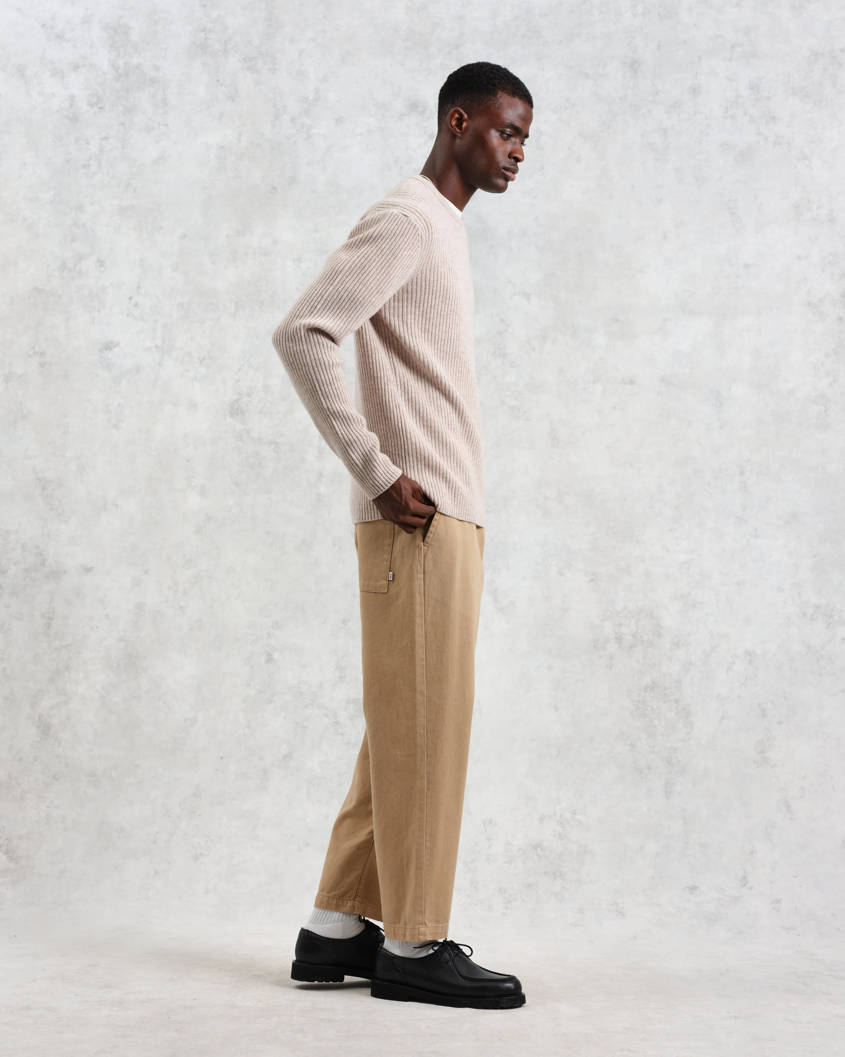 Stanley - Oatmeal Rib-Knit Wool Jumper sold by Wax London product image thumbnail 5