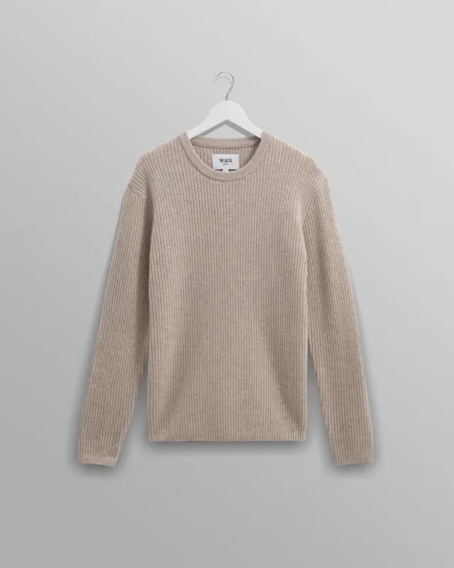 Stanley - Oatmeal Rib-Knit Wool Jumper sold by Wax London