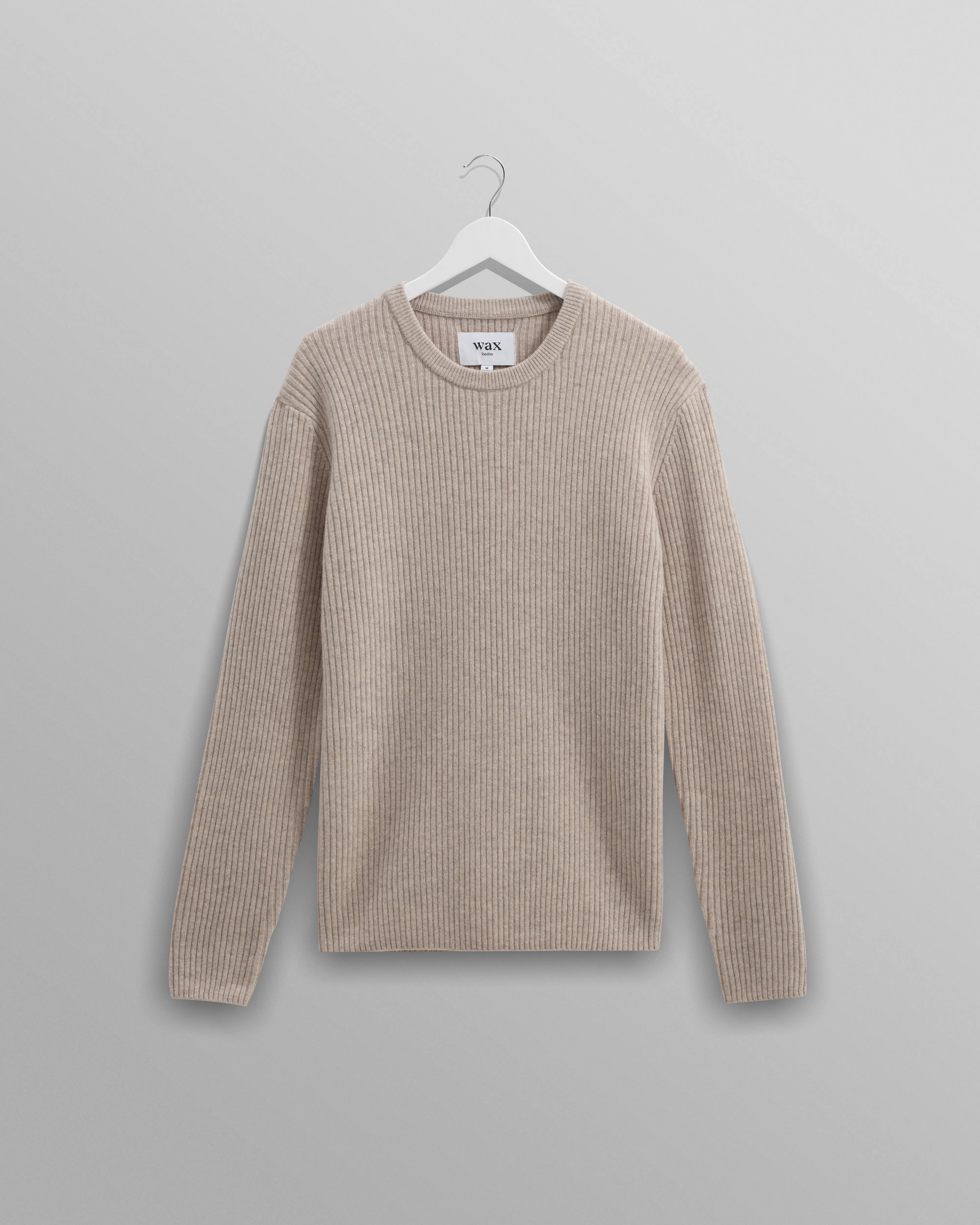 Stanley - Oatmeal Rib-Knit Wool Jumper sold by Wax London