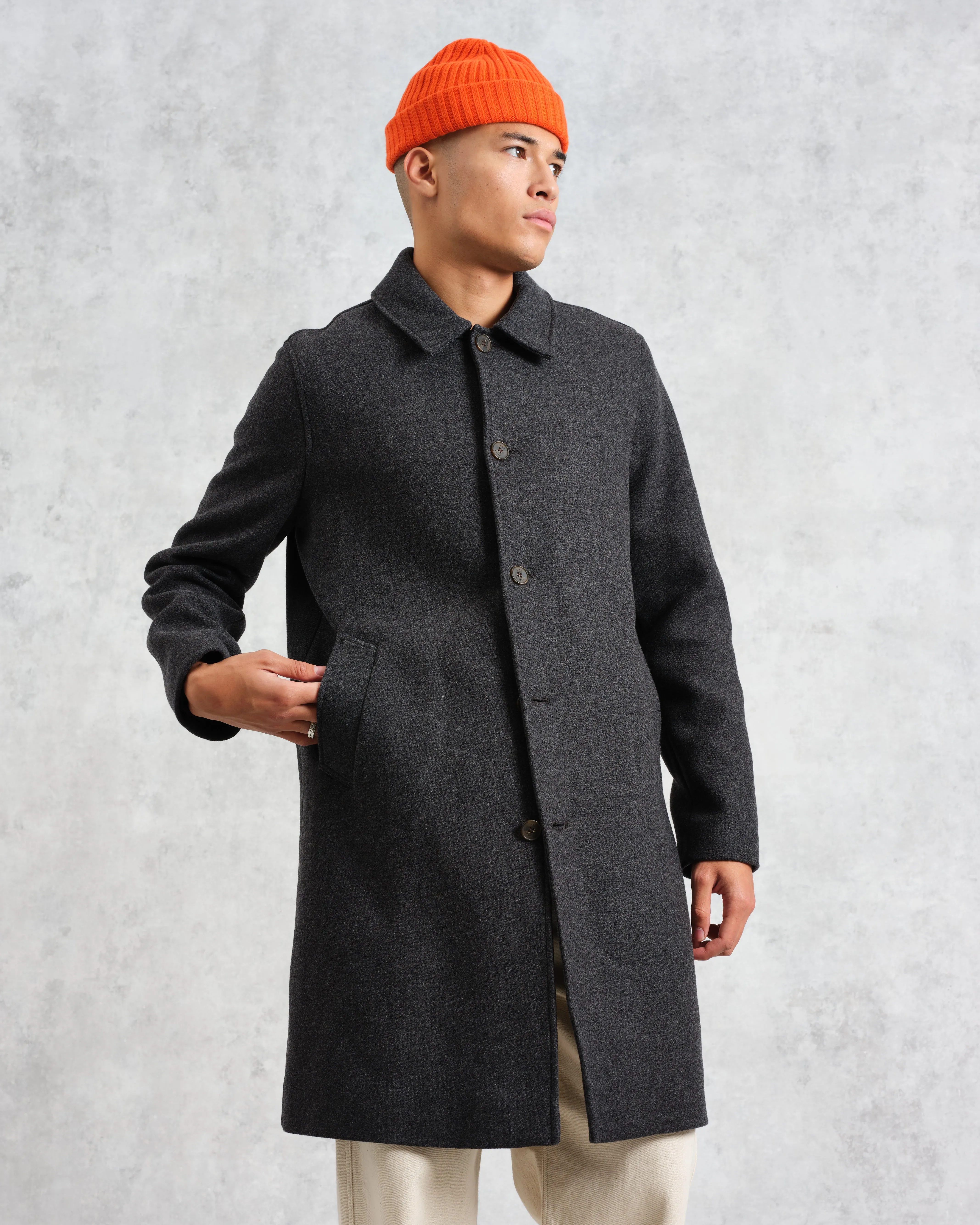 Stan - Charcoal Twill Wool Car Coat sold by Wax London product image thumbnail 3