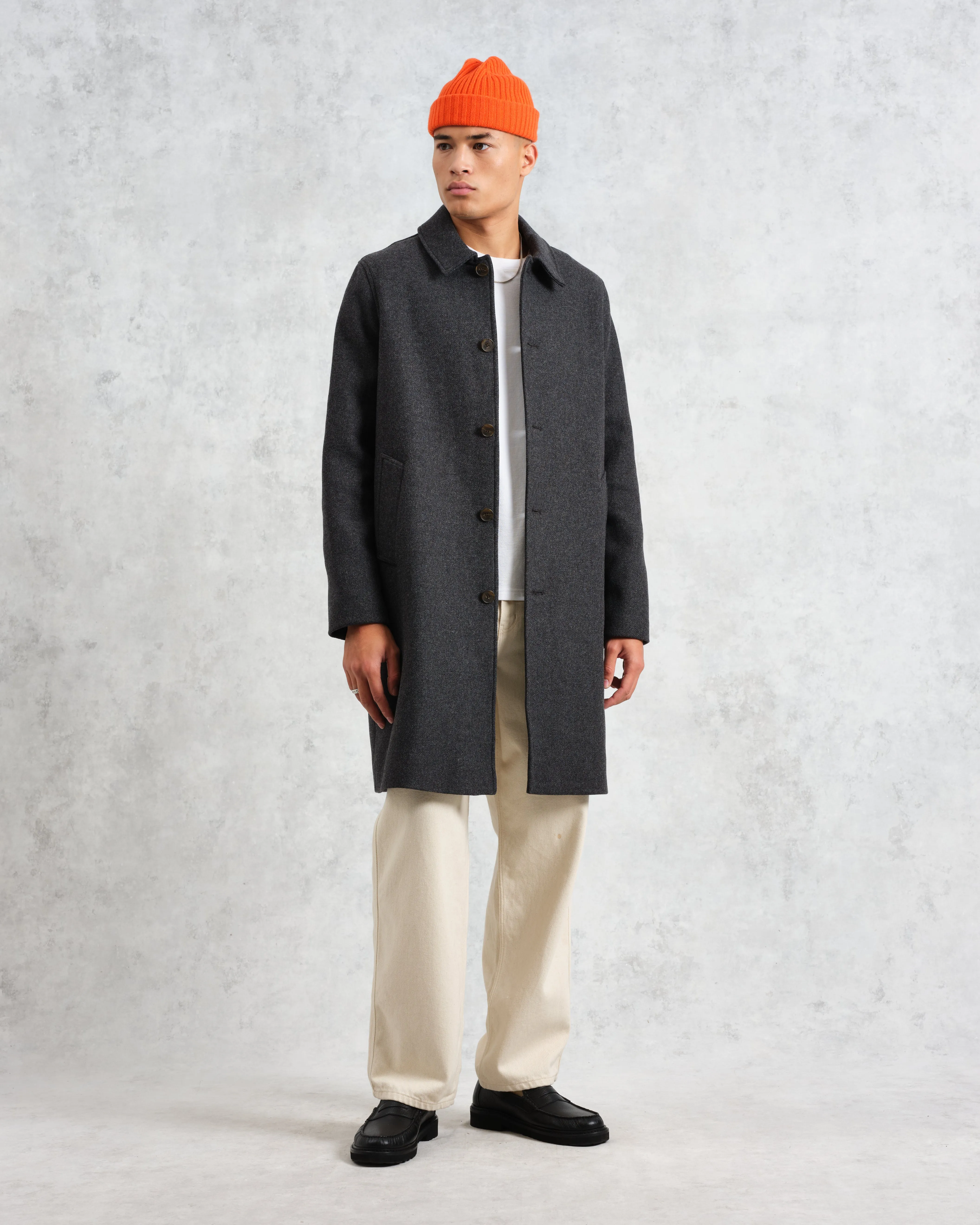 Stan - Charcoal Twill Wool Car Coat sold by Wax London product image thumbnail 2