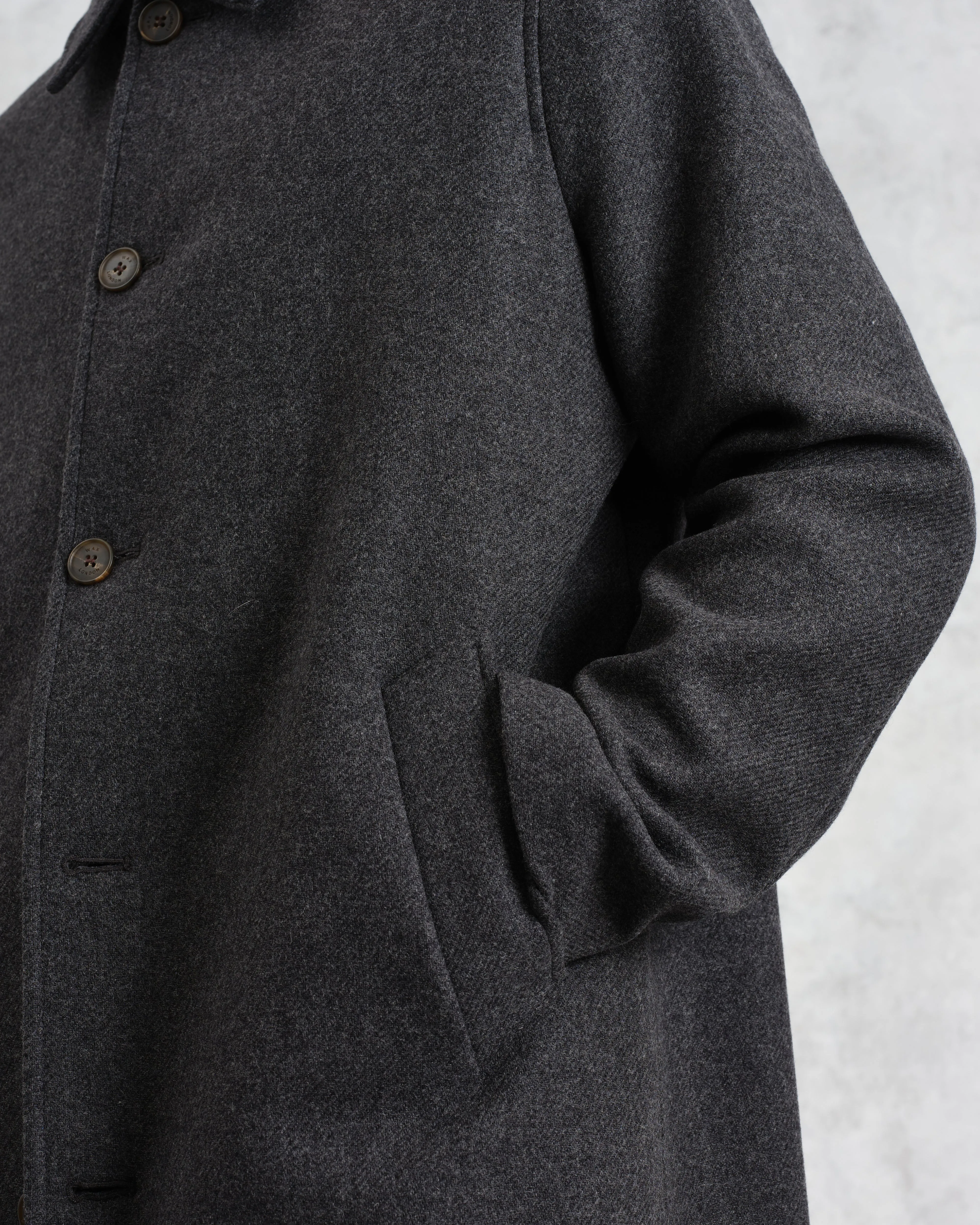Stan - Charcoal Twill Wool Car Coat sold by Wax London product image thumbnail 4