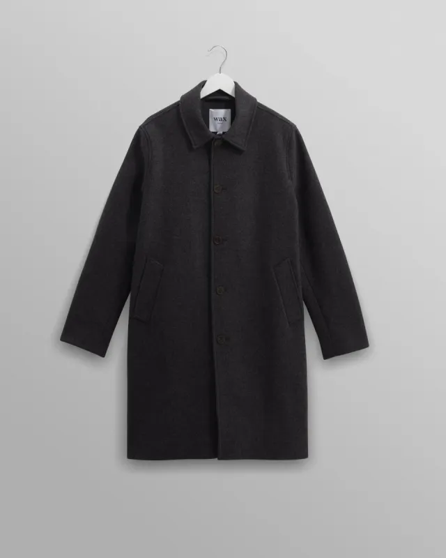 Stan - Charcoal Twill Wool Car Coat sold by Wax London