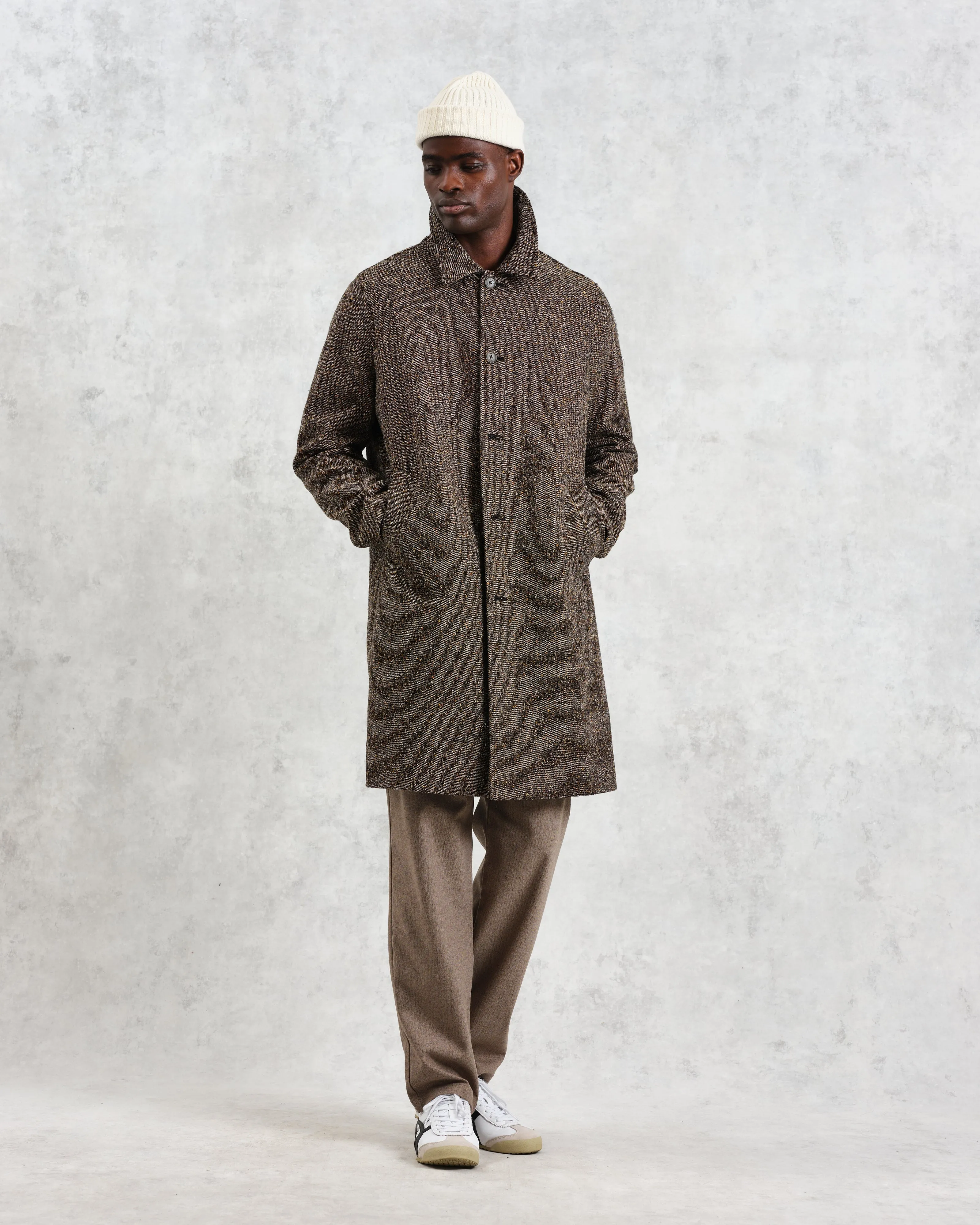 Stan - Brown Fleck Tweed Car Coat sold by Wax London product image thumbnail 2