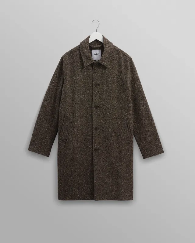 Stan - Brown Fleck Tweed Car Coat sold by Wax London