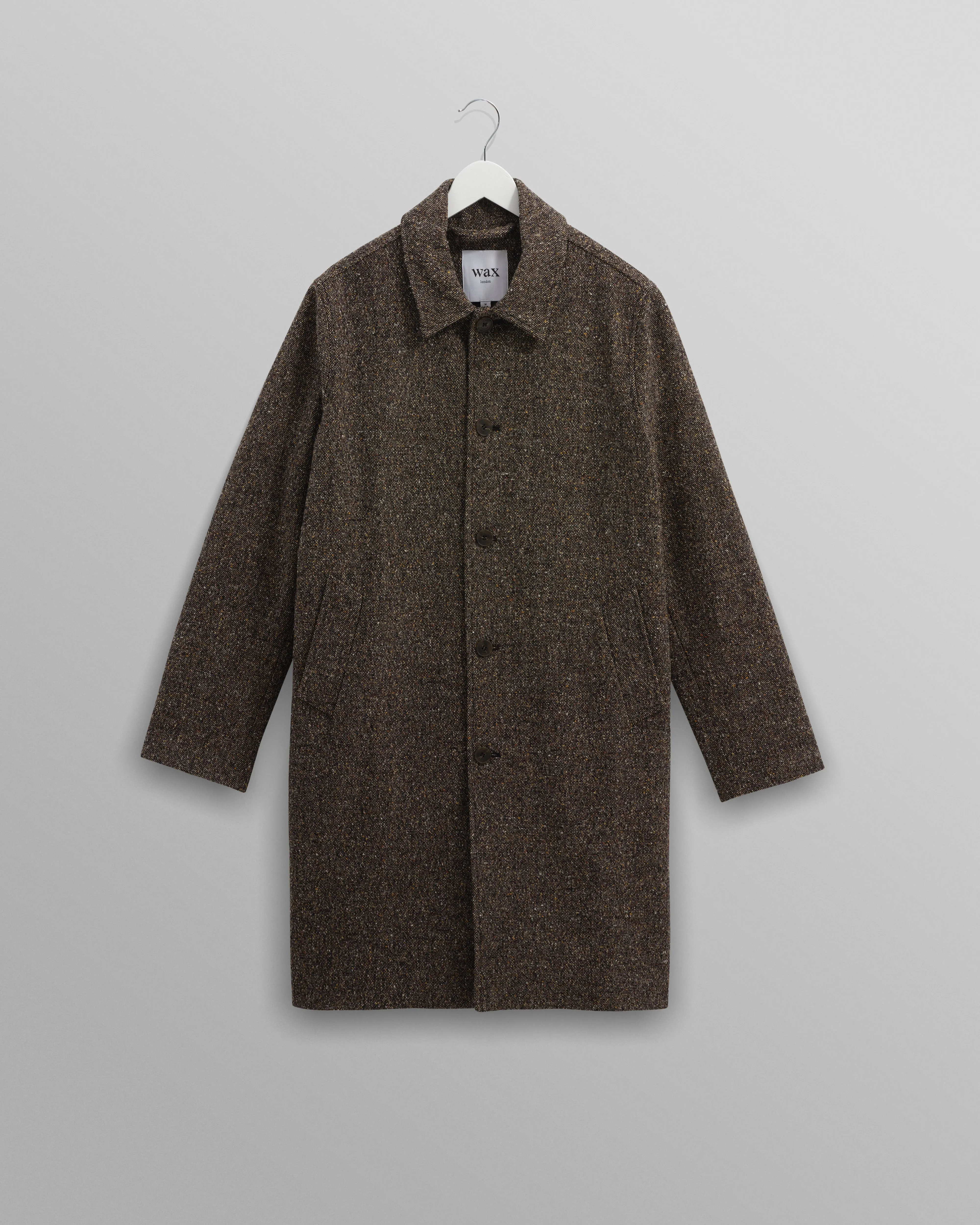 Stan - Brown Fleck Tweed Car Coat sold by Wax London
